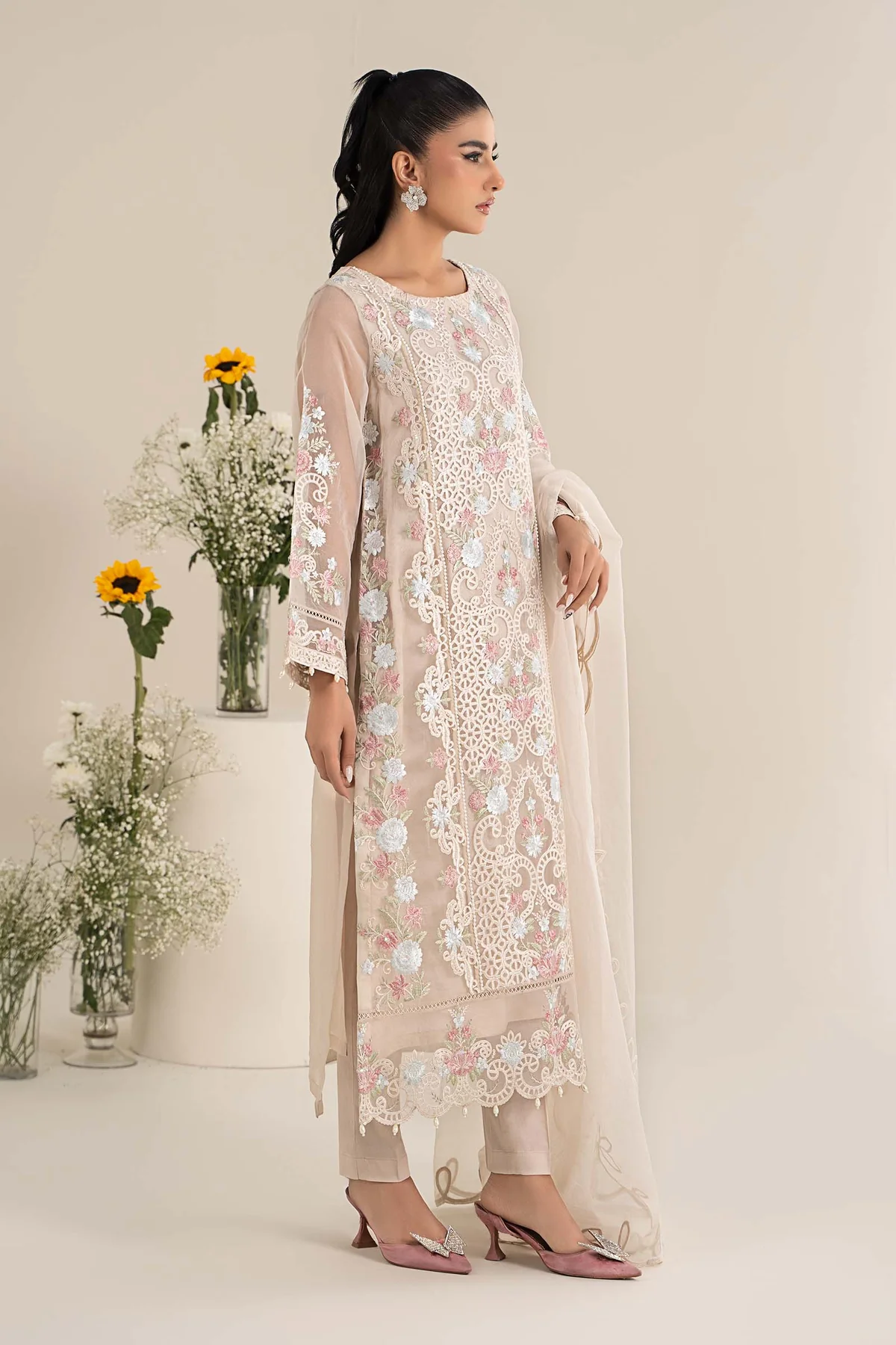 3 Piece Embroidered Organza Suit | DW-EF25-02 - Image 6