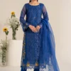 3 Piece Embroidered Organza Suit | DW-EF25-02