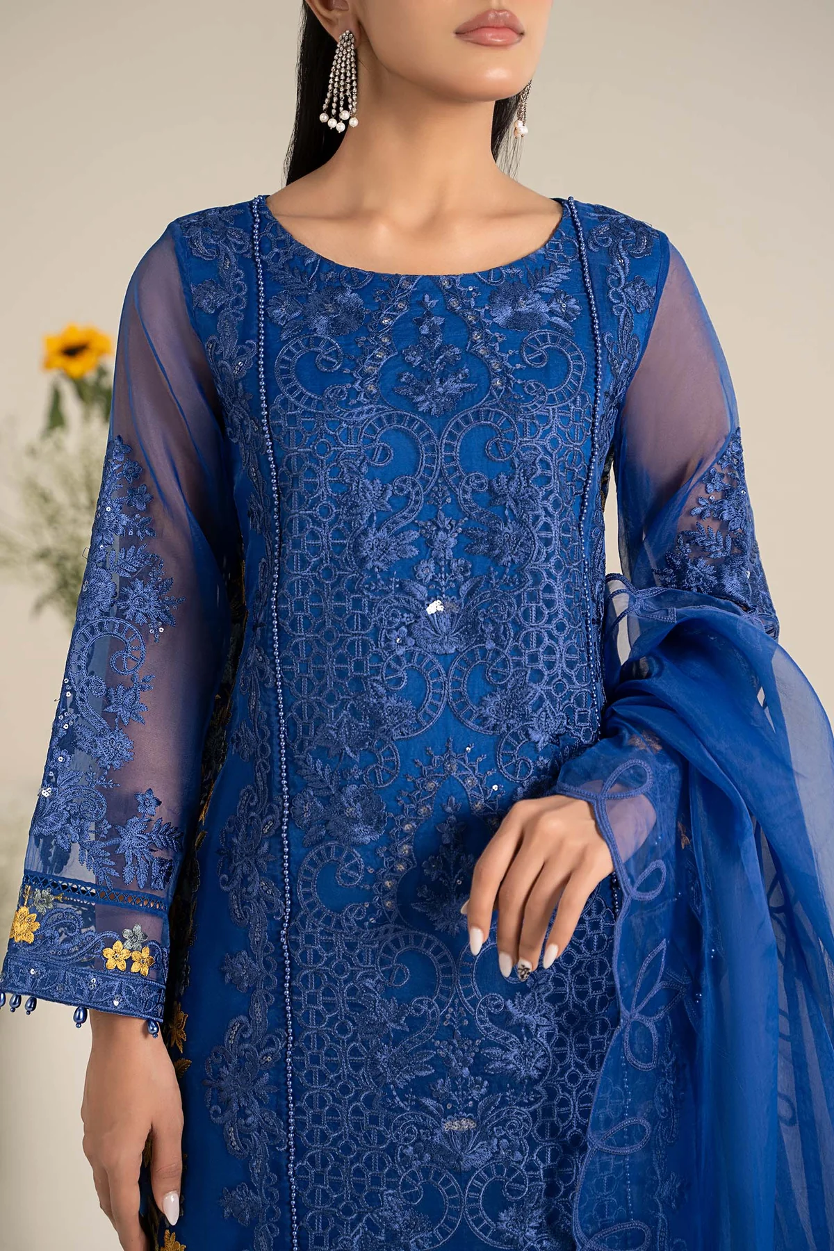 3 Piece Embroidered Organza Suit | DW-EF25-02 - Image 3