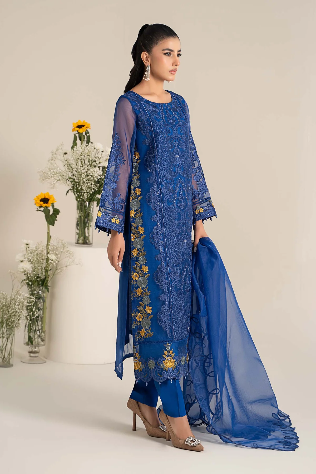 3 Piece Embroidered Organza Suit | DW-EF25-02 - Image 5