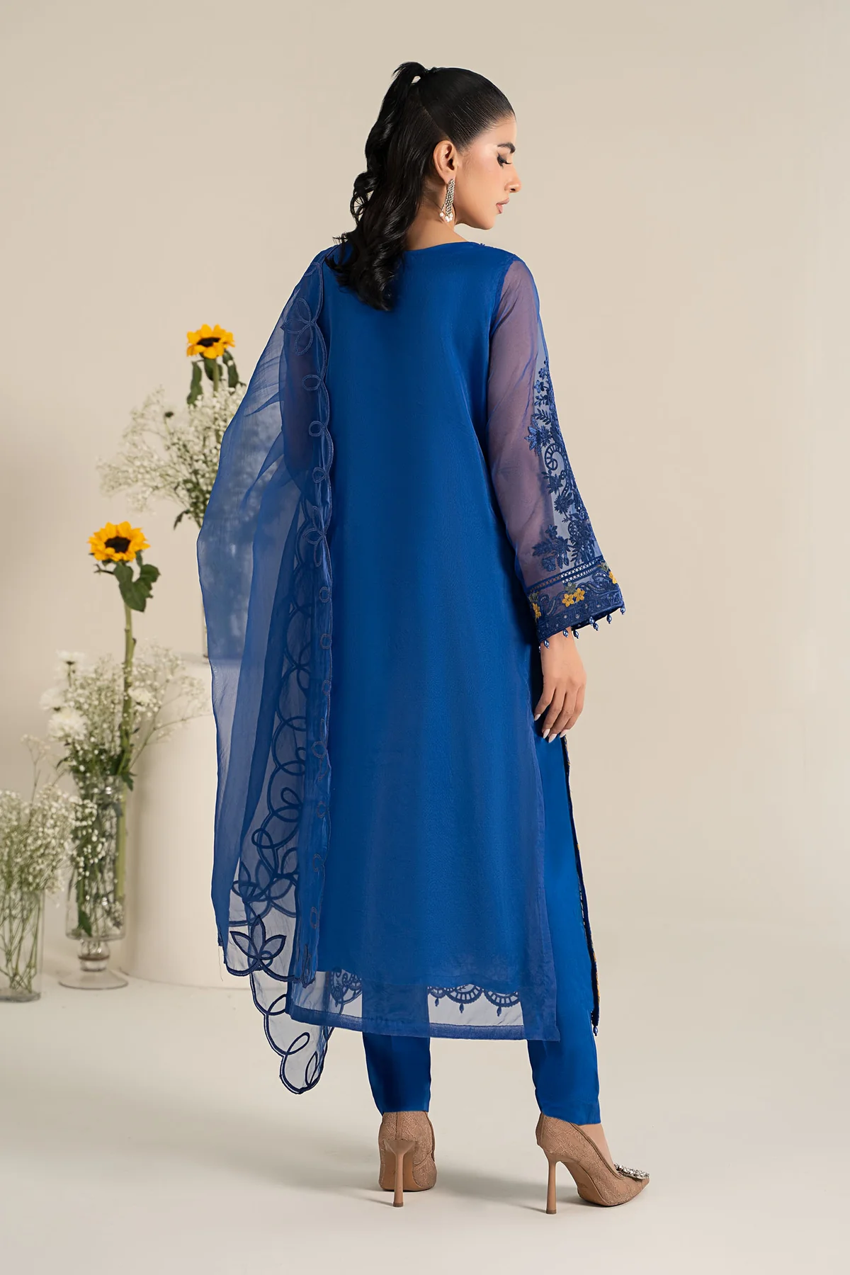 3 Piece Embroidered Organza Suit | DW-EF25-02 - Image 6