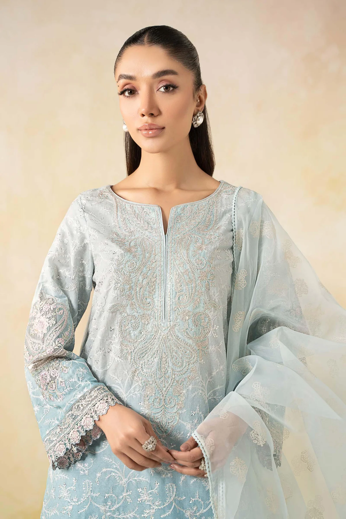 3 Piece Embroidered Self Jacquard Lawn Suit | DW-EF25-13 - Image 2