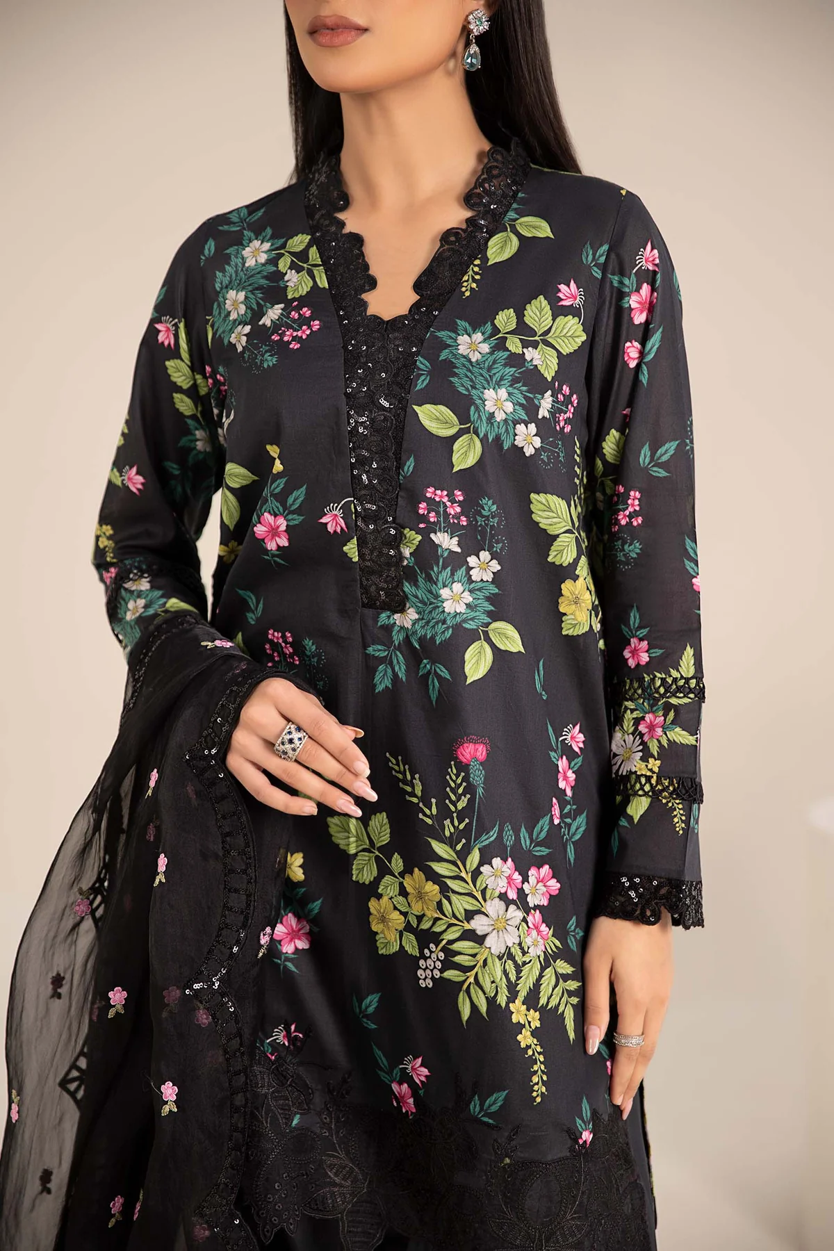 3 Piece Printed Lawn Suit | DW-EF25-27 - Image 4