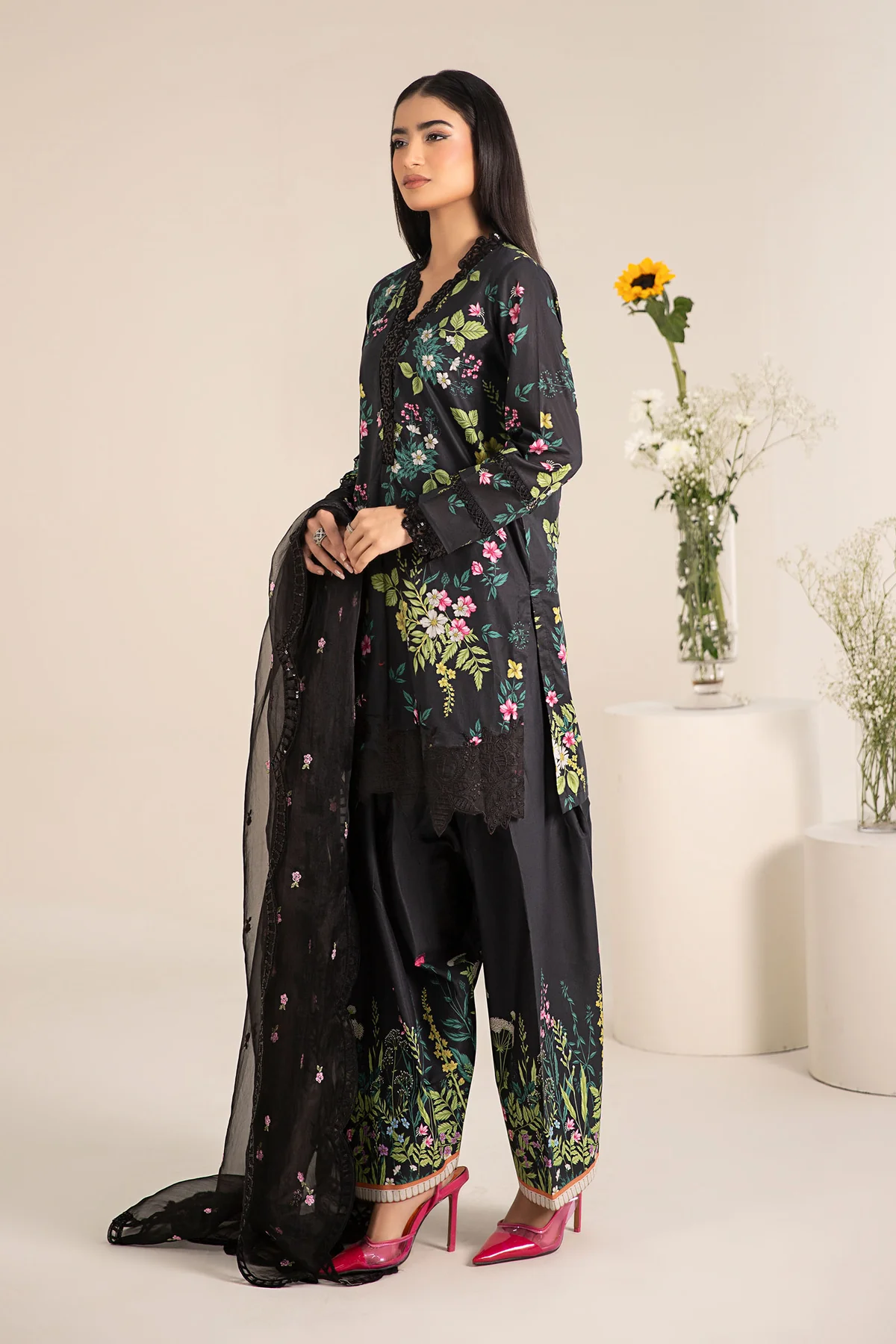 3 Piece Printed Lawn Suit | DW-EF25-27 - Image 5