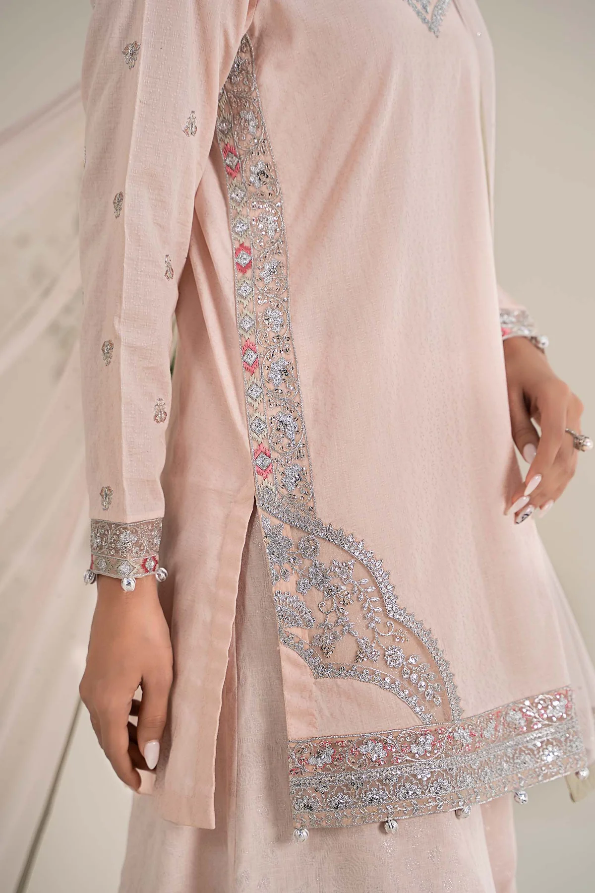 3 Piece Embroidered Dobby Lawn Suit | DW-EF25-61 - Image 4