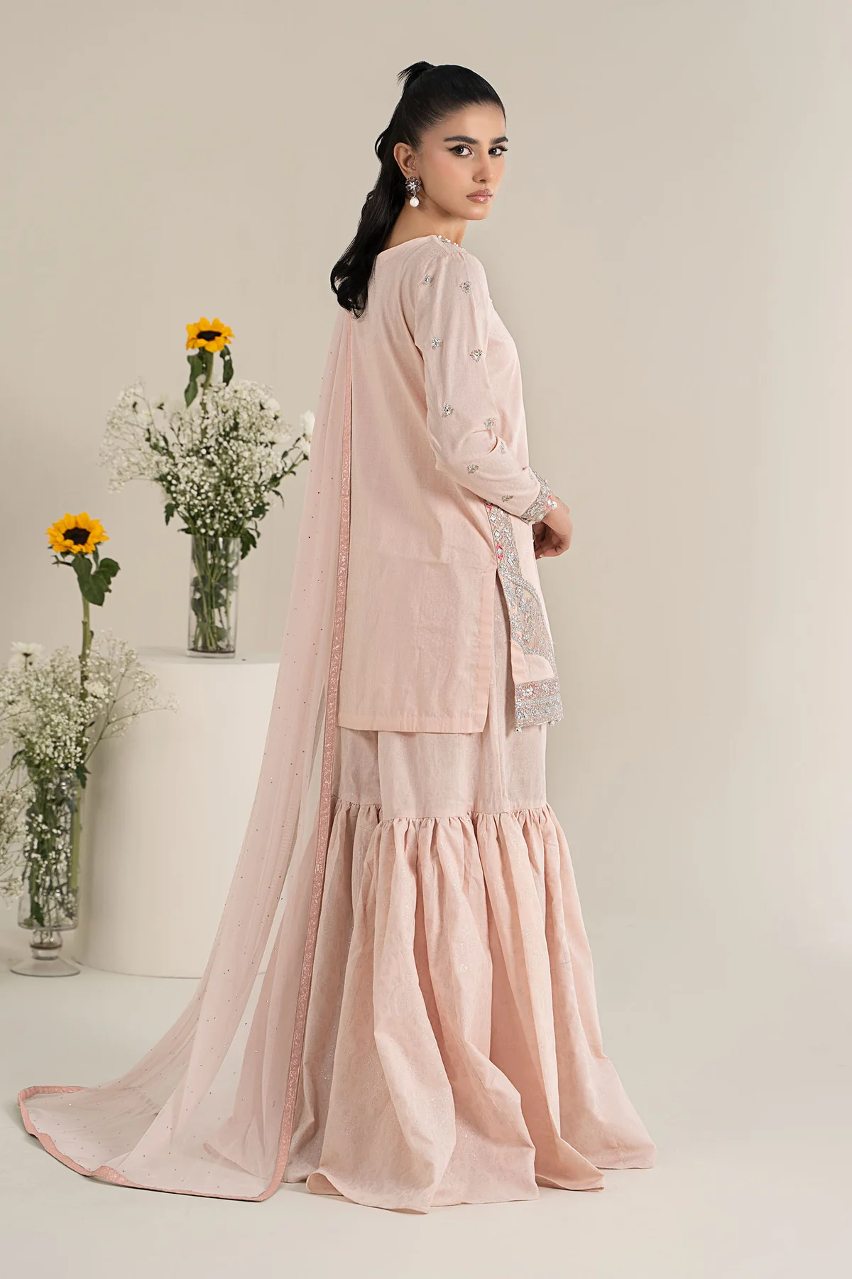 3 Piece Embroidered Dobby Lawn Suit | DW-EF25-61 - Image 7