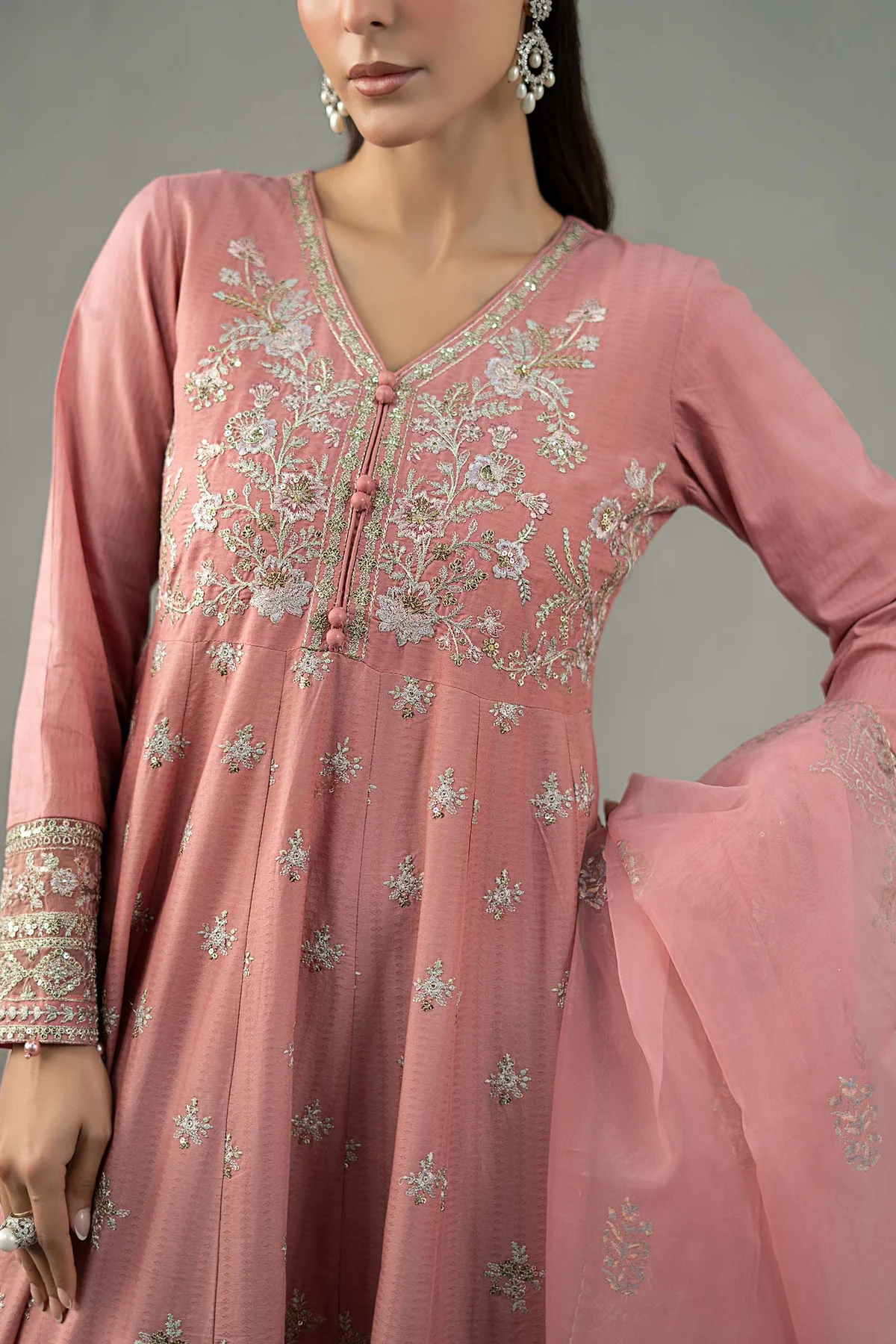 3 Piece Embroidered Dobby Lawn Suit | DW-EF25-76 - Image 4