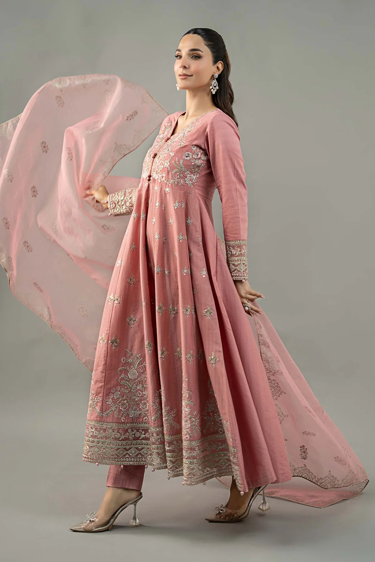 3 Piece Embroidered Dobby Lawn Suit | DW-EF25-76 - Image 6
