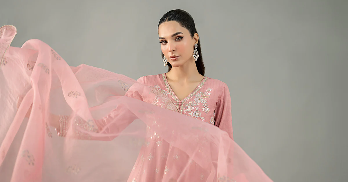 3 Piece Embroidered Dobby Lawn Suit | DW-EF25-76 - Image 8