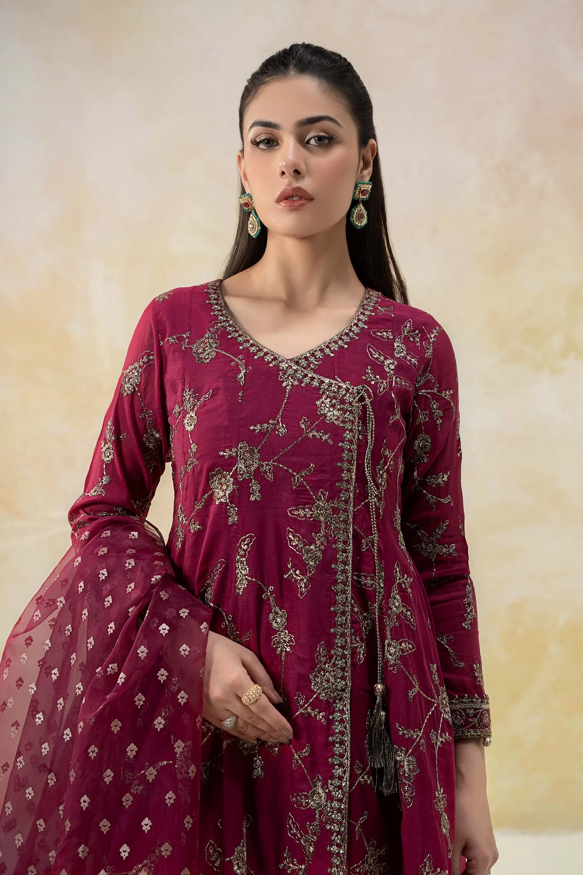3 Piece Embroidered Paper Cotton Suit | DW-EF25-78 - Image 2