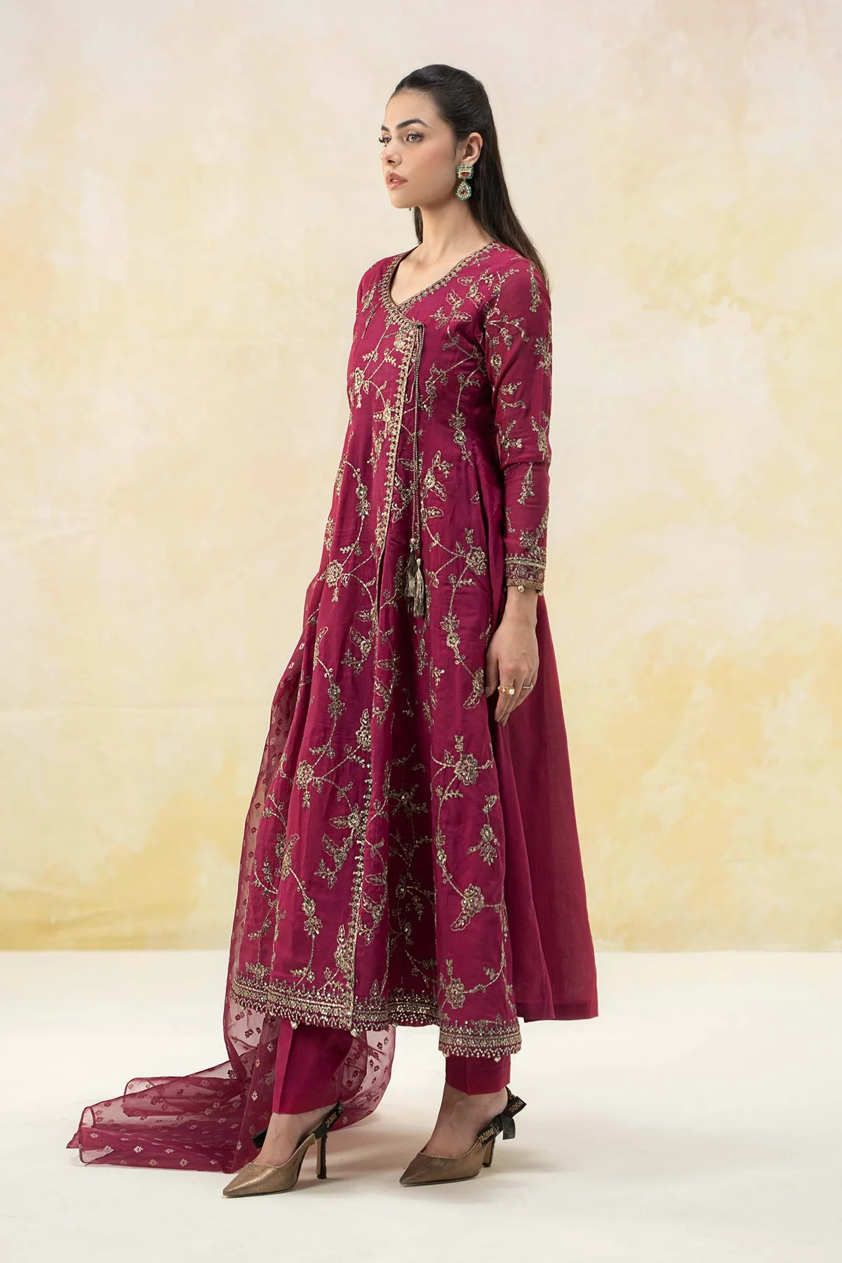 3 Piece Embroidered Paper Cotton Suit | DW-EF25-78 - Image 4