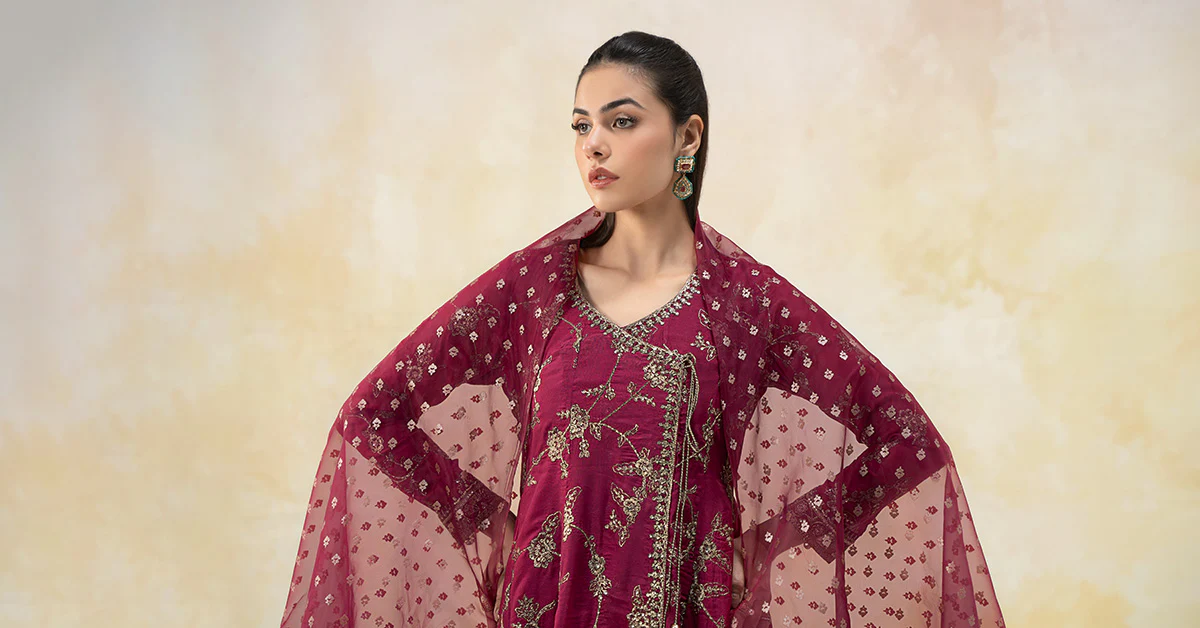 3 Piece Embroidered Paper Cotton Suit | DW-EF25-78 - Image 7