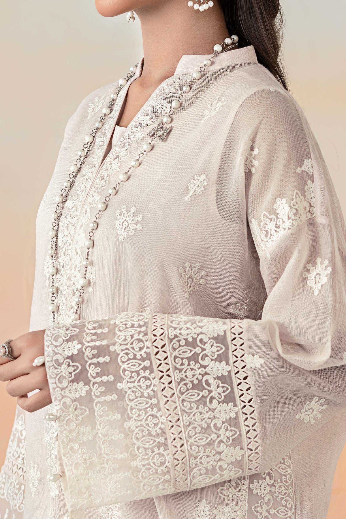 3 Piece Embroidered Cotton Net Suit | DW-EF25-92 - Image 3