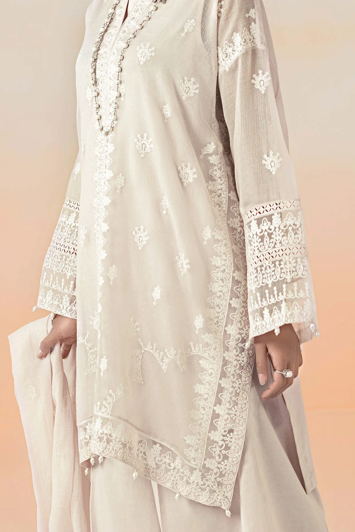 3 Piece Embroidered Cotton Net Suit | DW-EF25-92 - Image 5
