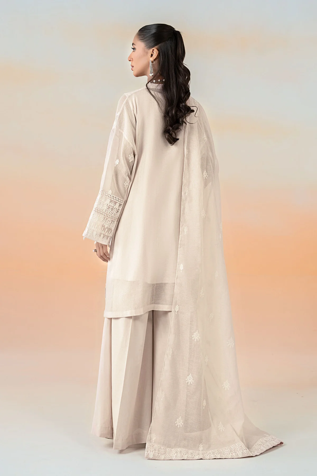 3 Piece Embroidered Cotton Net Suit | DW-EF25-92 - Image 7
