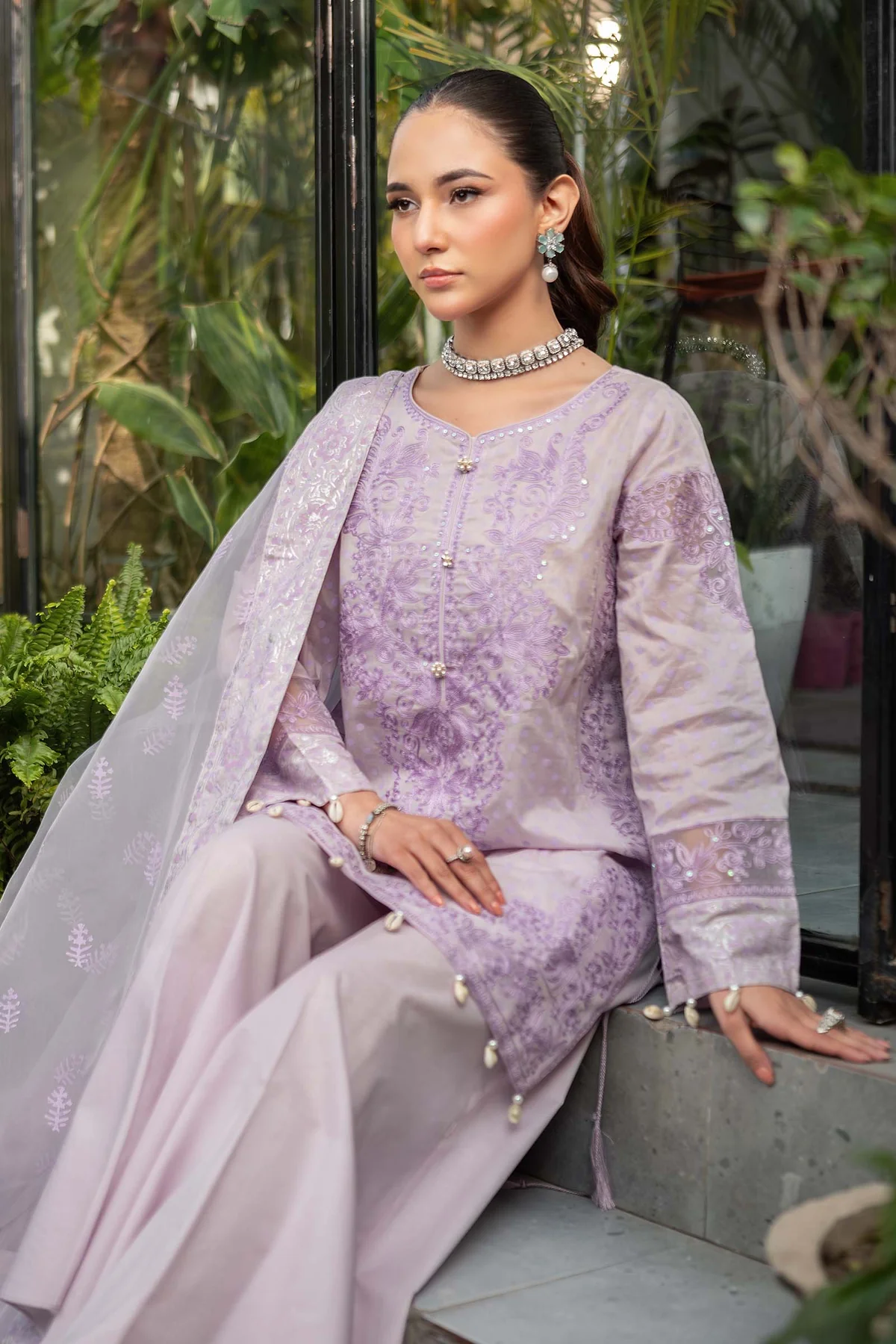 3 Piece Embroidered Lawn Suit | DW-EF25-99 - Image 2
