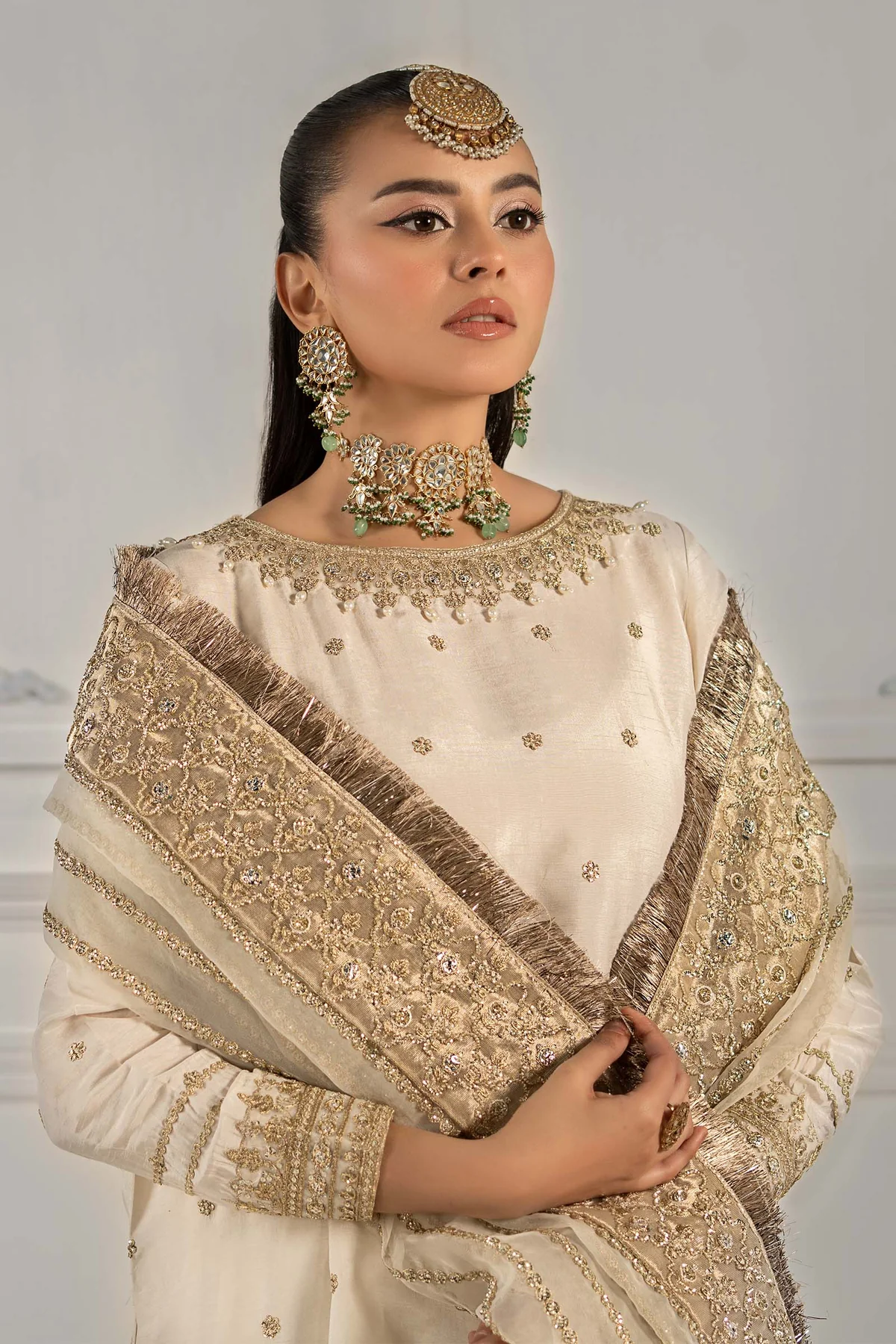 3 Piece Embroidered Raw Silk Suit | SF-EF25-25 - Image 2
