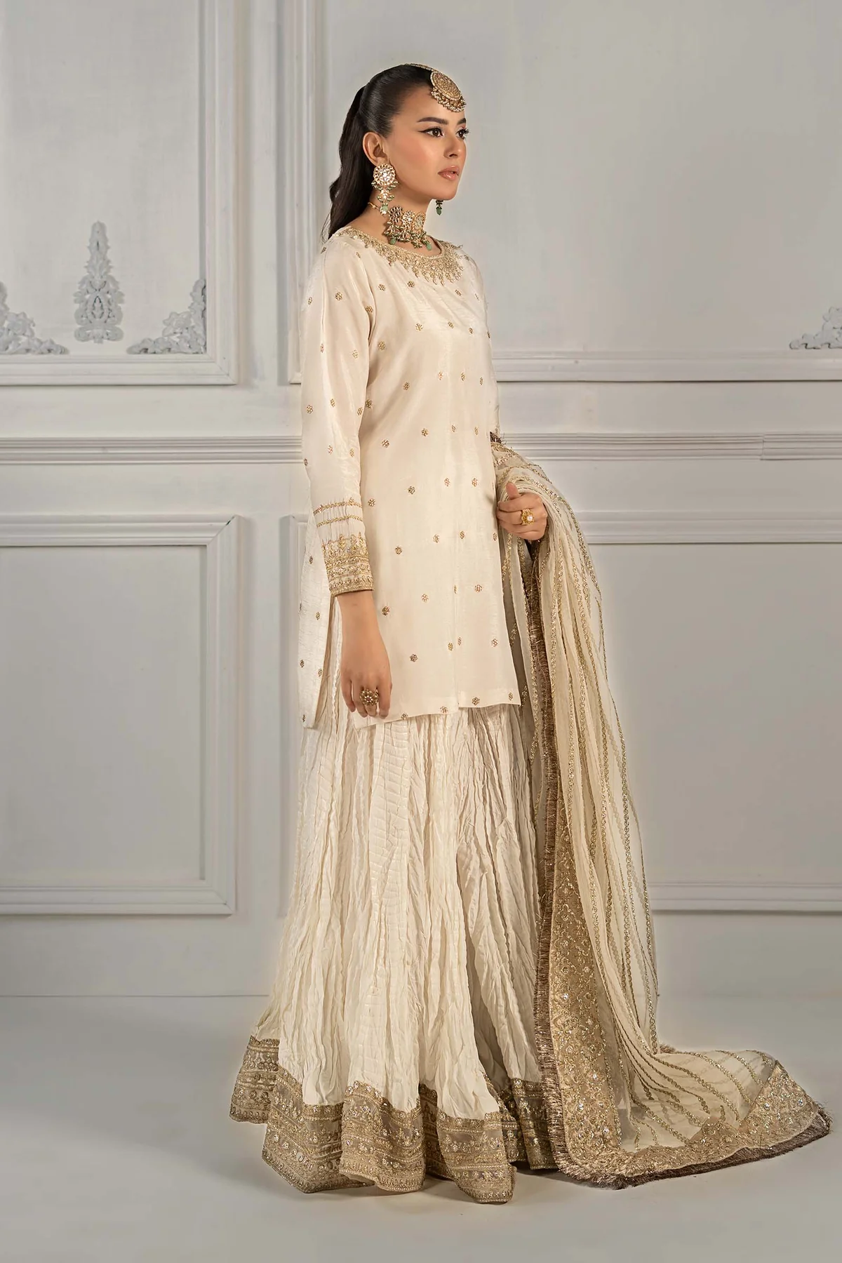 3 Piece Embroidered Raw Silk Suit | SF-EF25-25 - Image 6