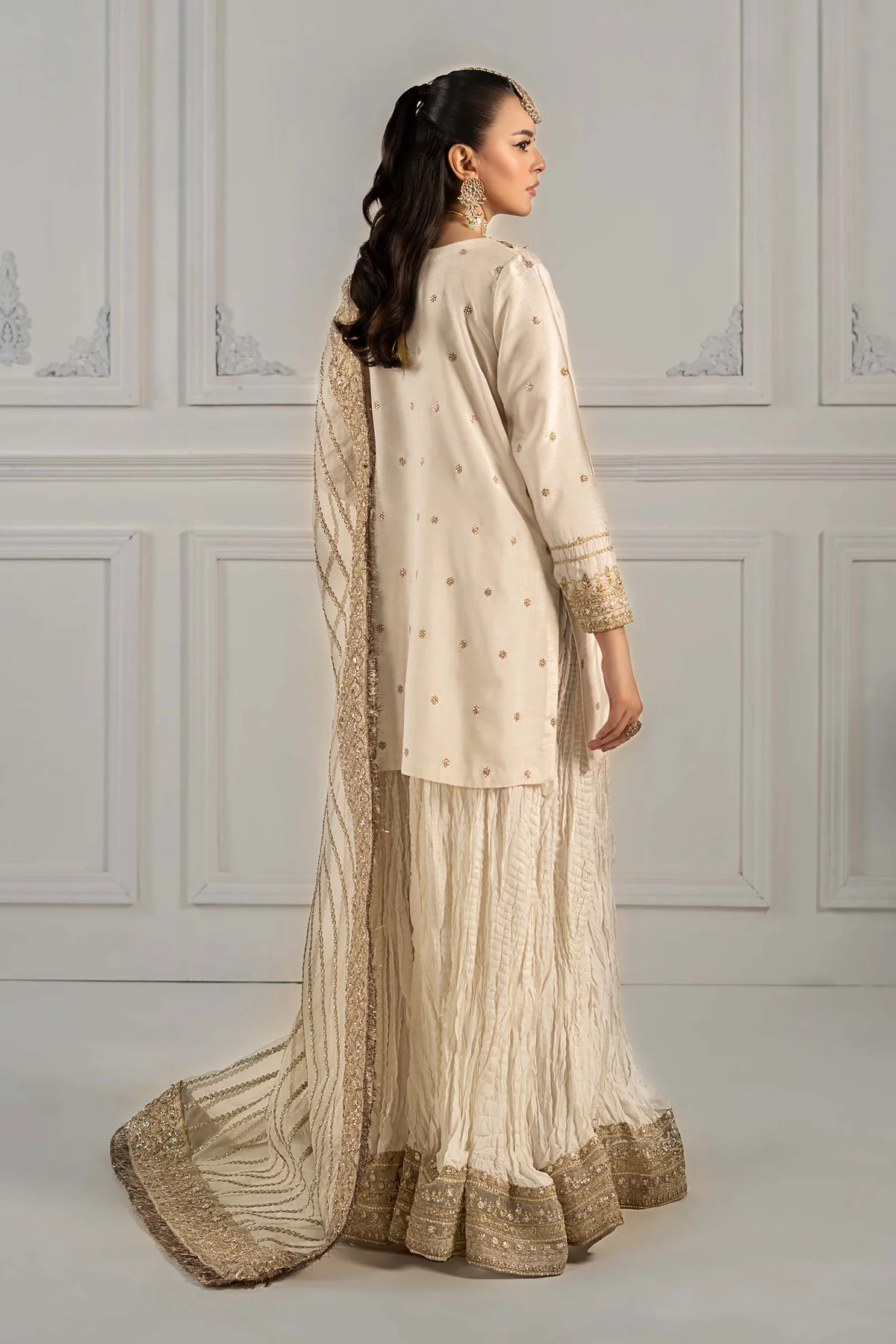 3 Piece Embroidered Raw Silk Suit | SF-EF25-25 - Image 7