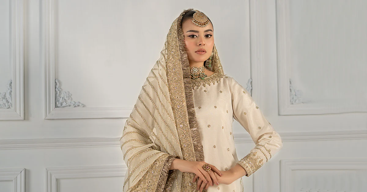 3 Piece Embroidered Raw Silk Suit | SF-EF25-25 - Image 8