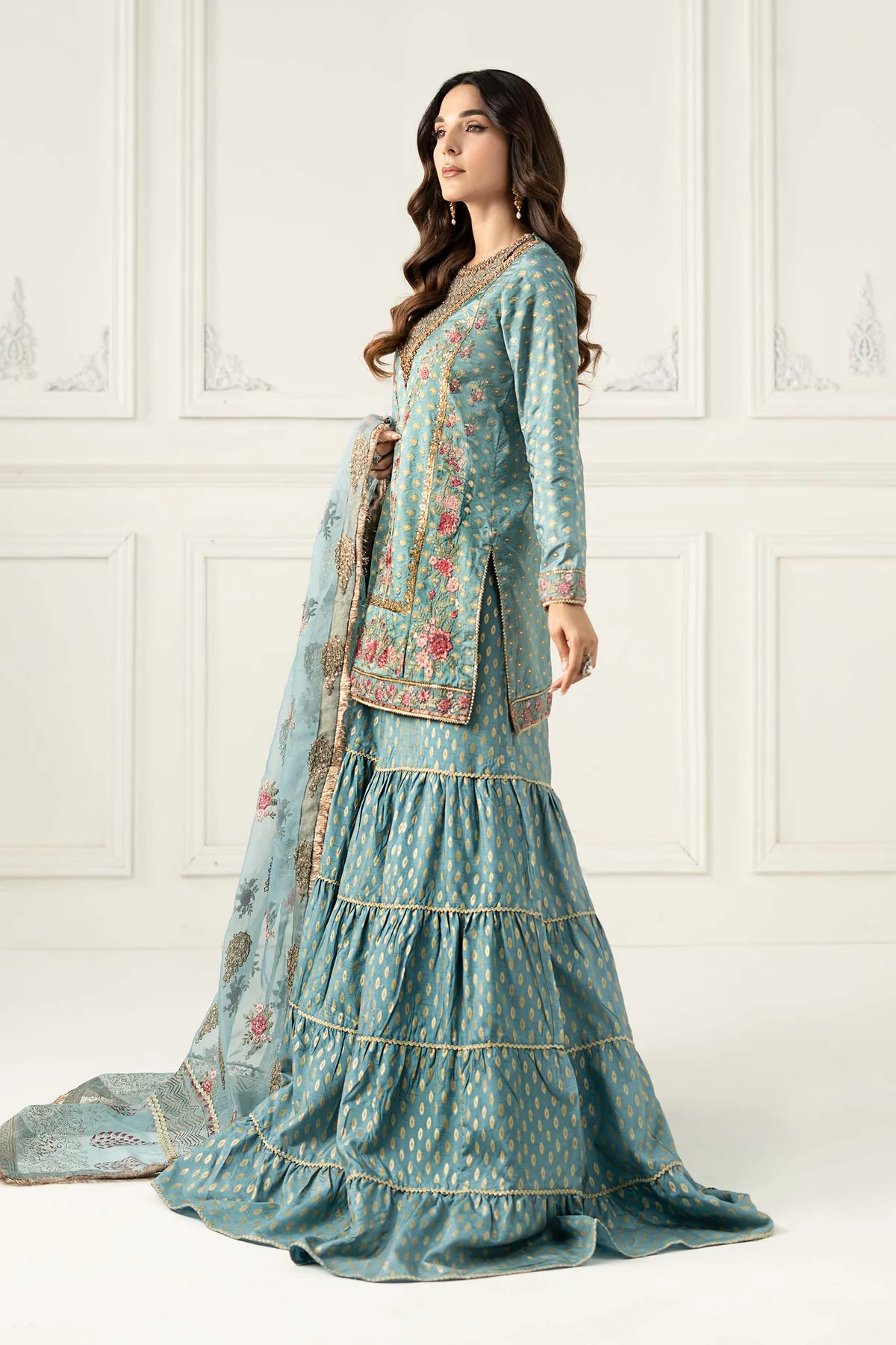 3 Piece Embroidered Silk Jacquard Suit | SF-EF25-31 - Image 6