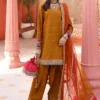 3 Piece Embroidered Raw Silk Suit | SF-EF25-61