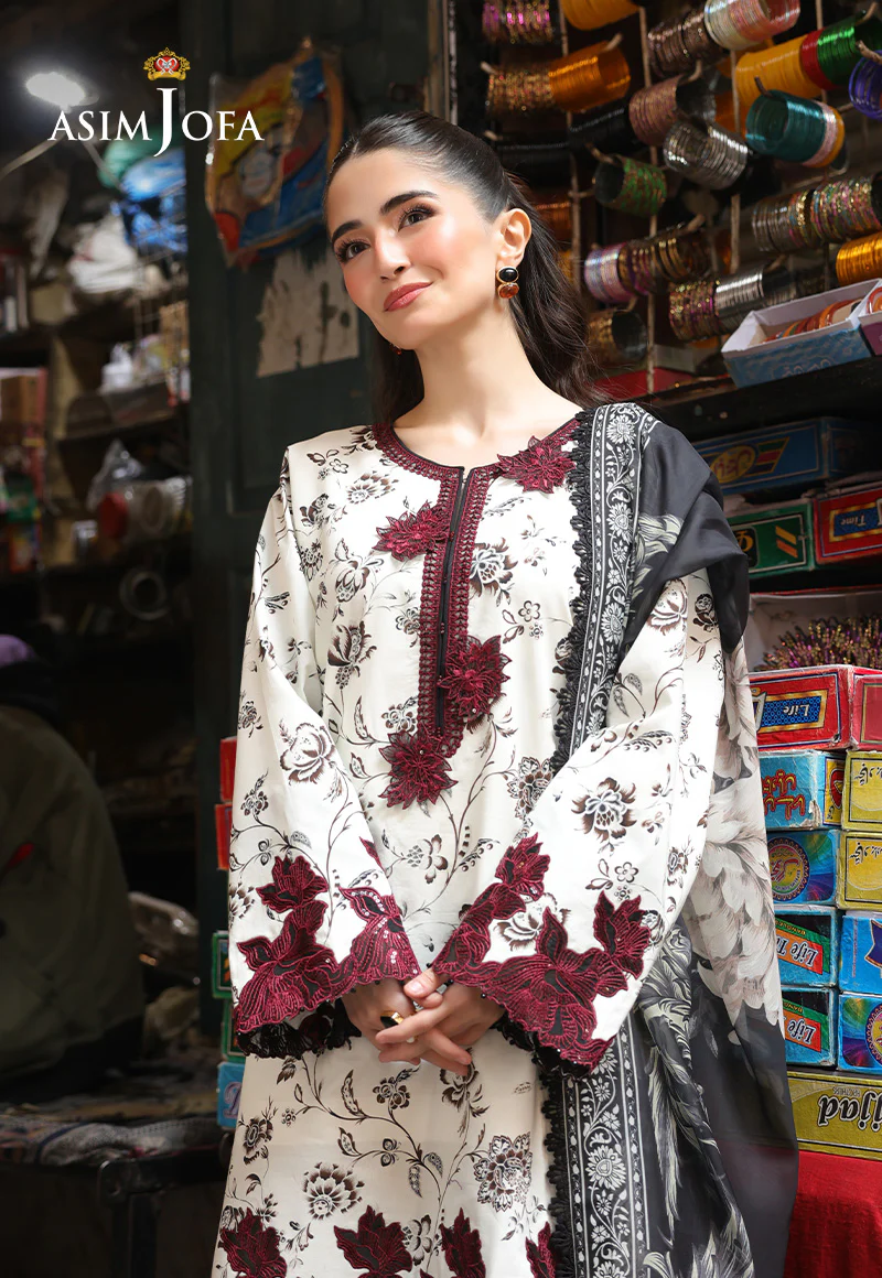 AJUBF-52 PRINTED EMBROIDERED LAWN 3 PCS - Image 5