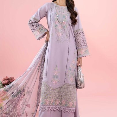 3 Piece Embroidered Dobby Suit | DW-EA25-05