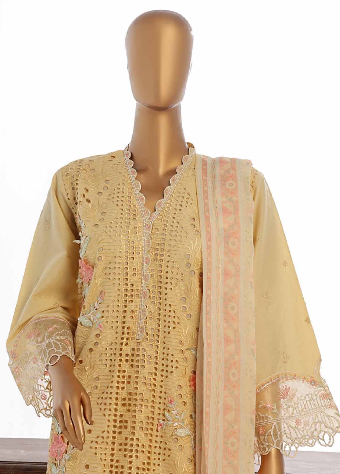 LF-EMB-019B- 3 Piece Embroidered Stitched Suit - Image 5