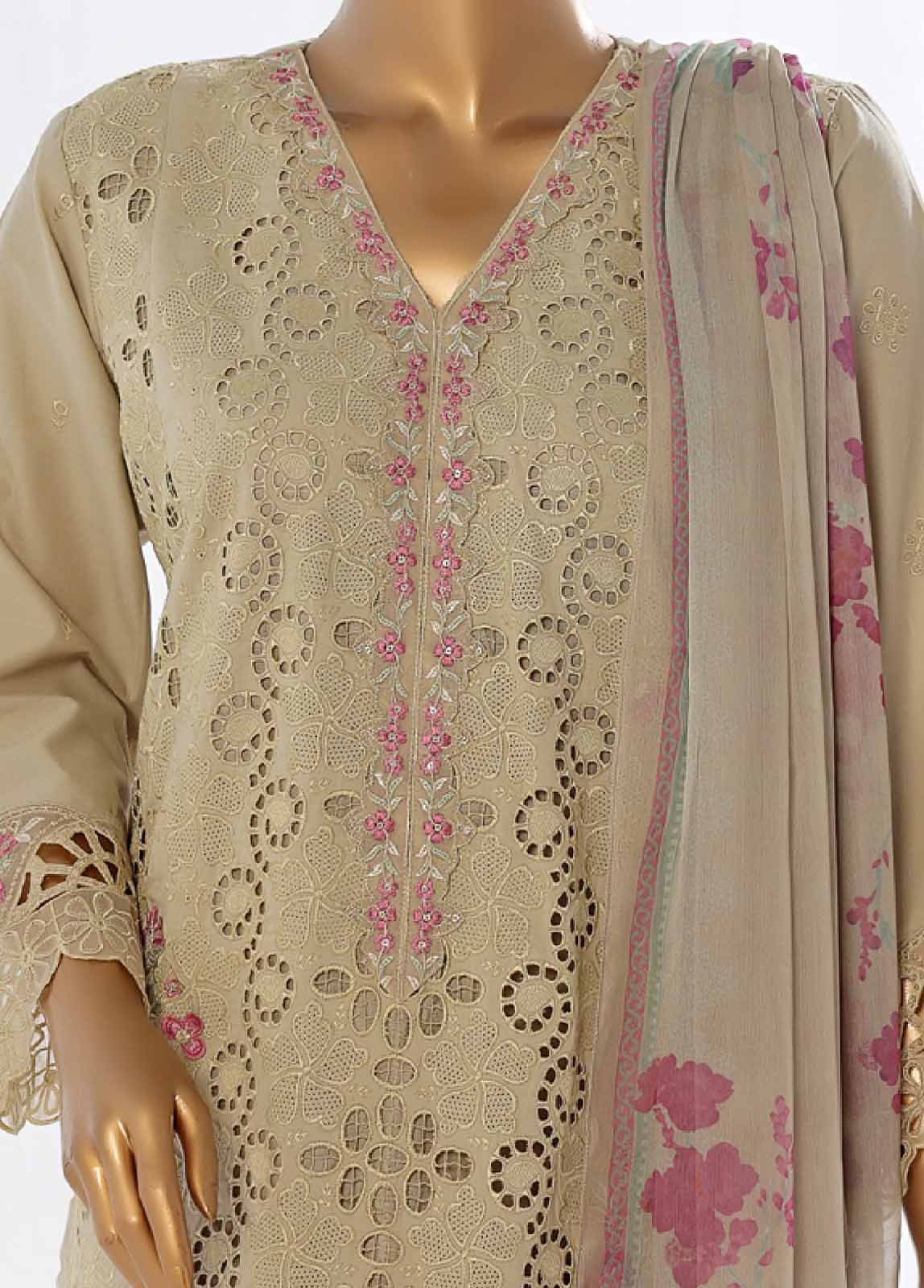 LF-EMB-027B- 3 Piece Embroidered Stitched Suit - Image 3