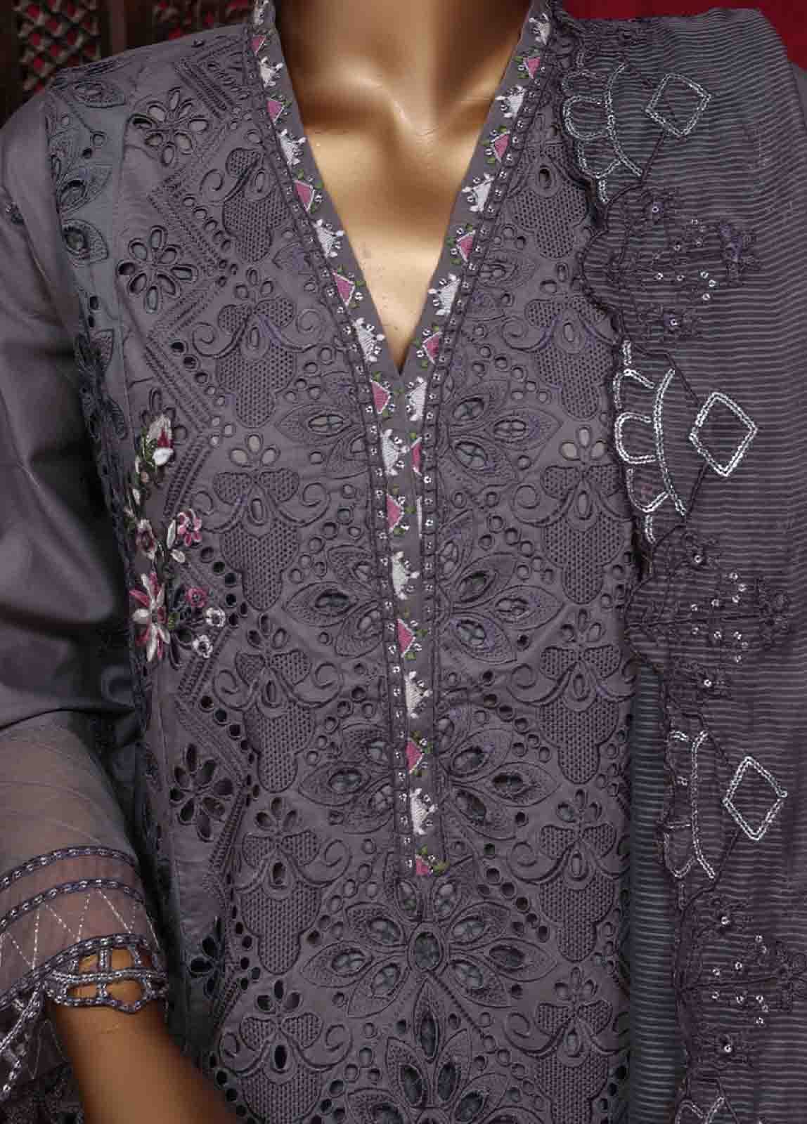 LF-037- 3 Piece Luxury Embroidered Stitched Suit - Image 5
