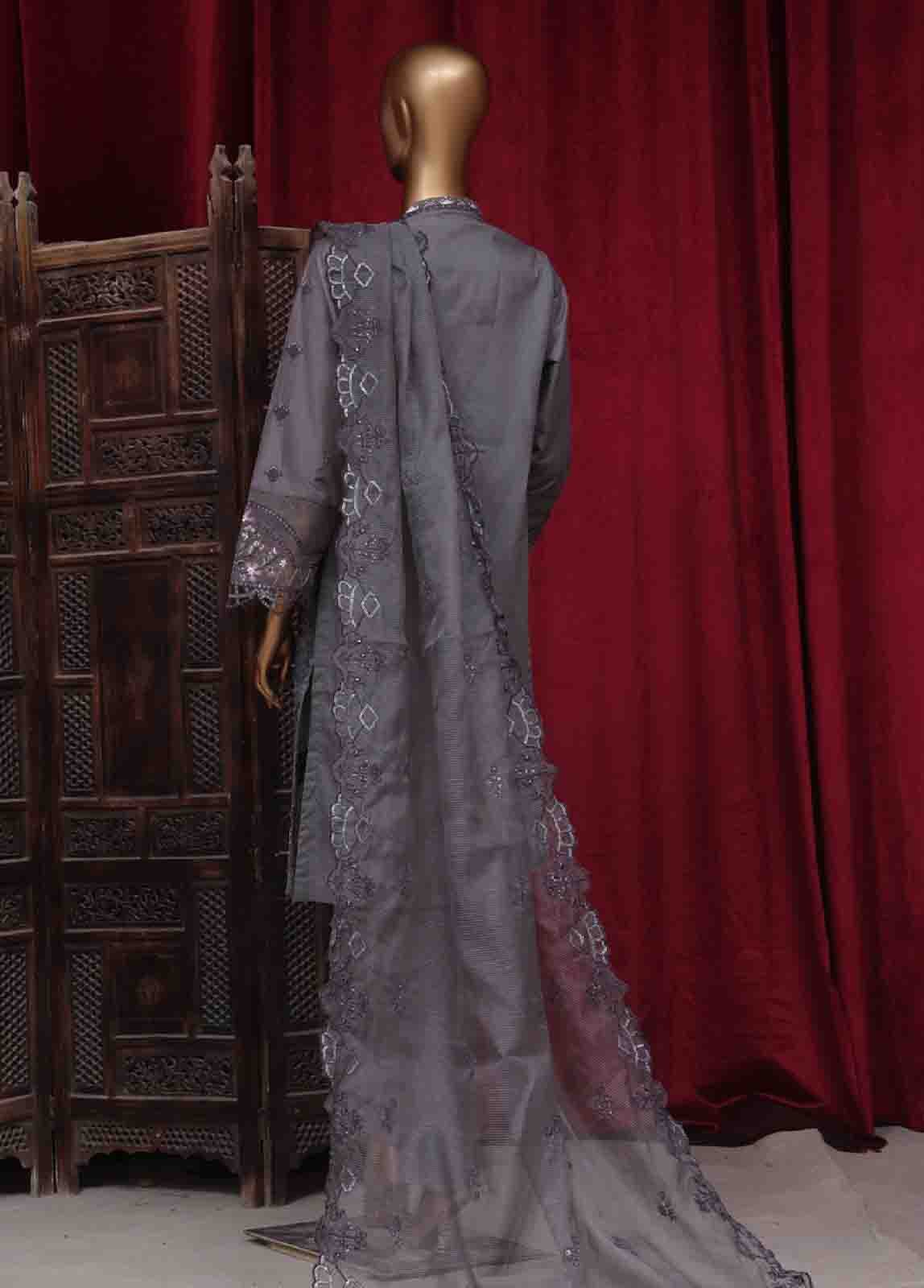 LF-037- 3 Piece Luxury Embroidered Stitched Suit - Image 6