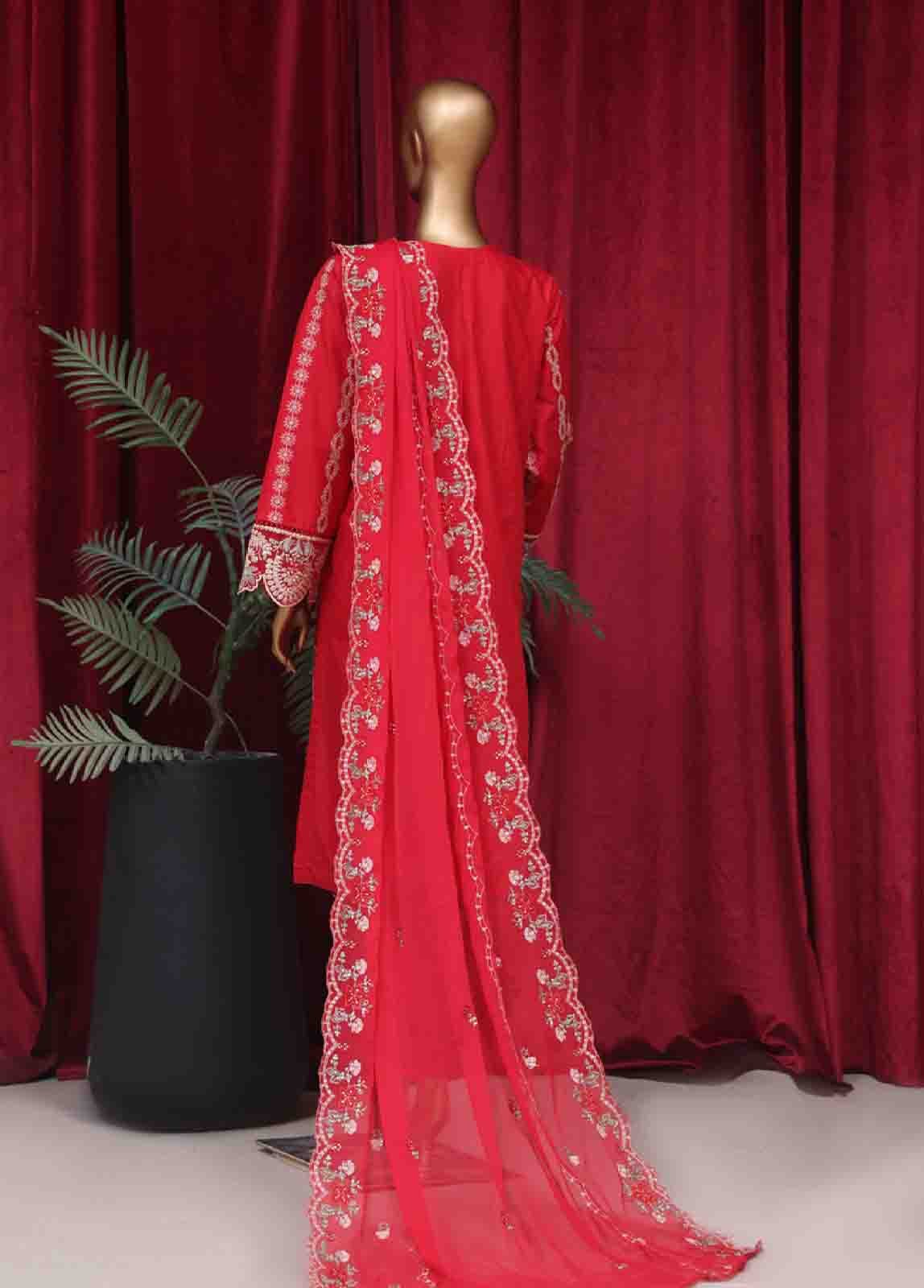 LF-ED-48 B- 3 Piece Luxury Embroidered Stitched Suit - Image 6