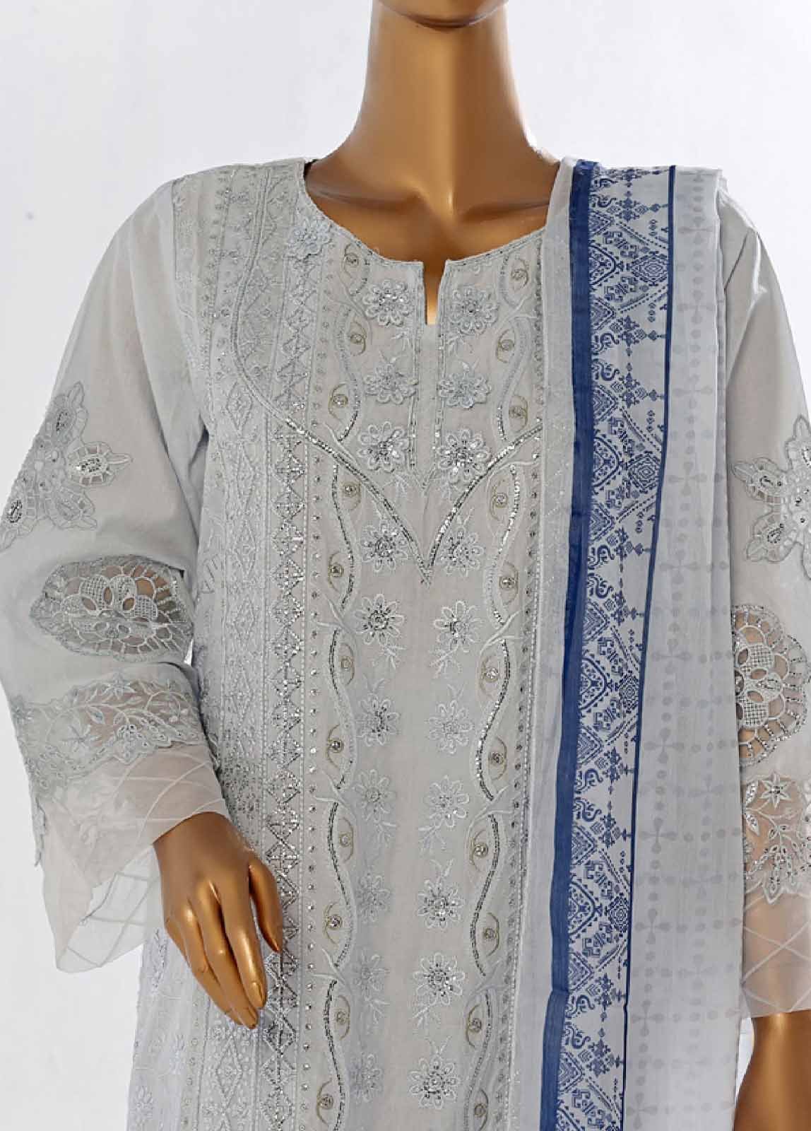 LF-EMB-065A- 3 Piece Embroidered Stitched Suit - Image 3