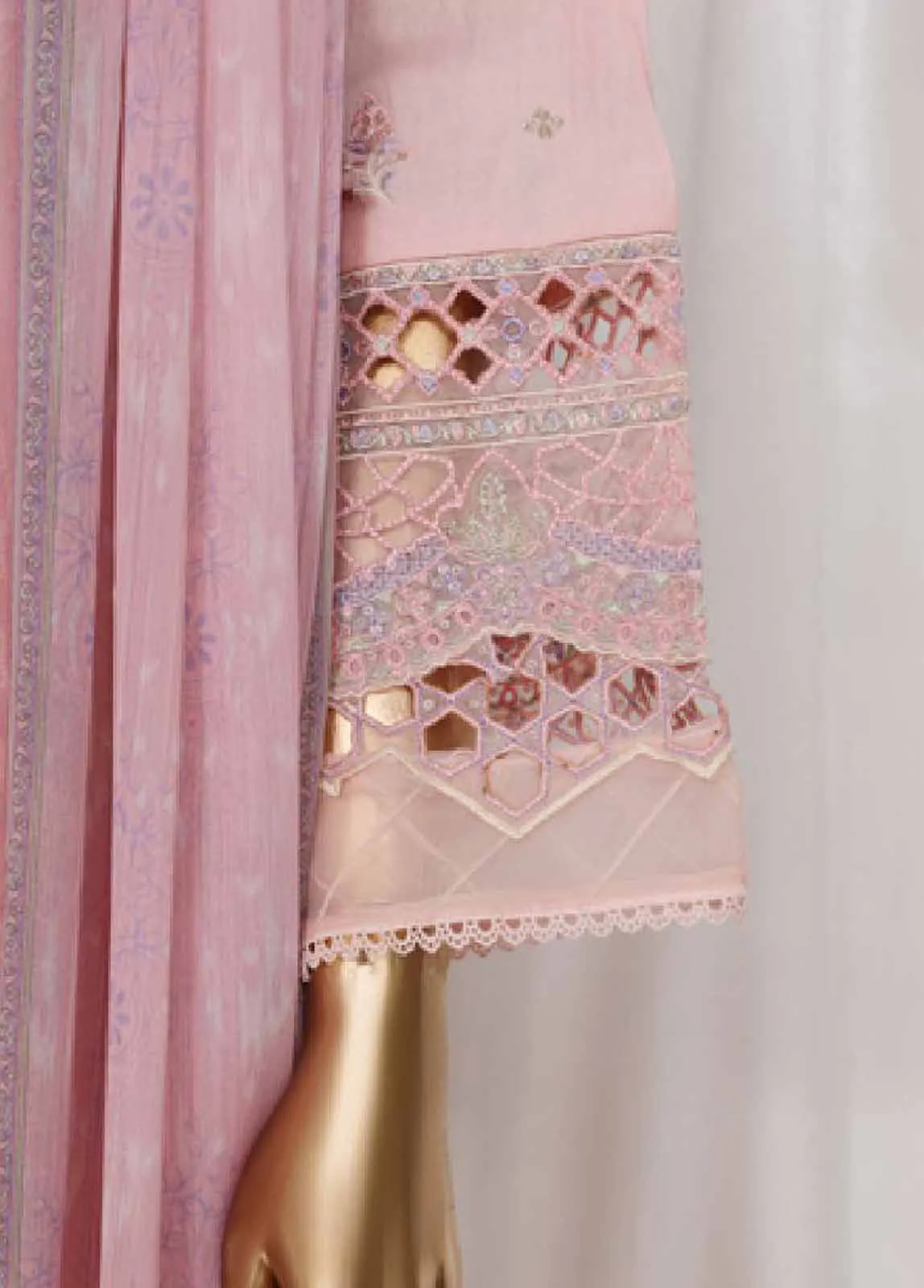LF-139A- 3 Piece Luxury Embroidered Stitched Suit - Image 3