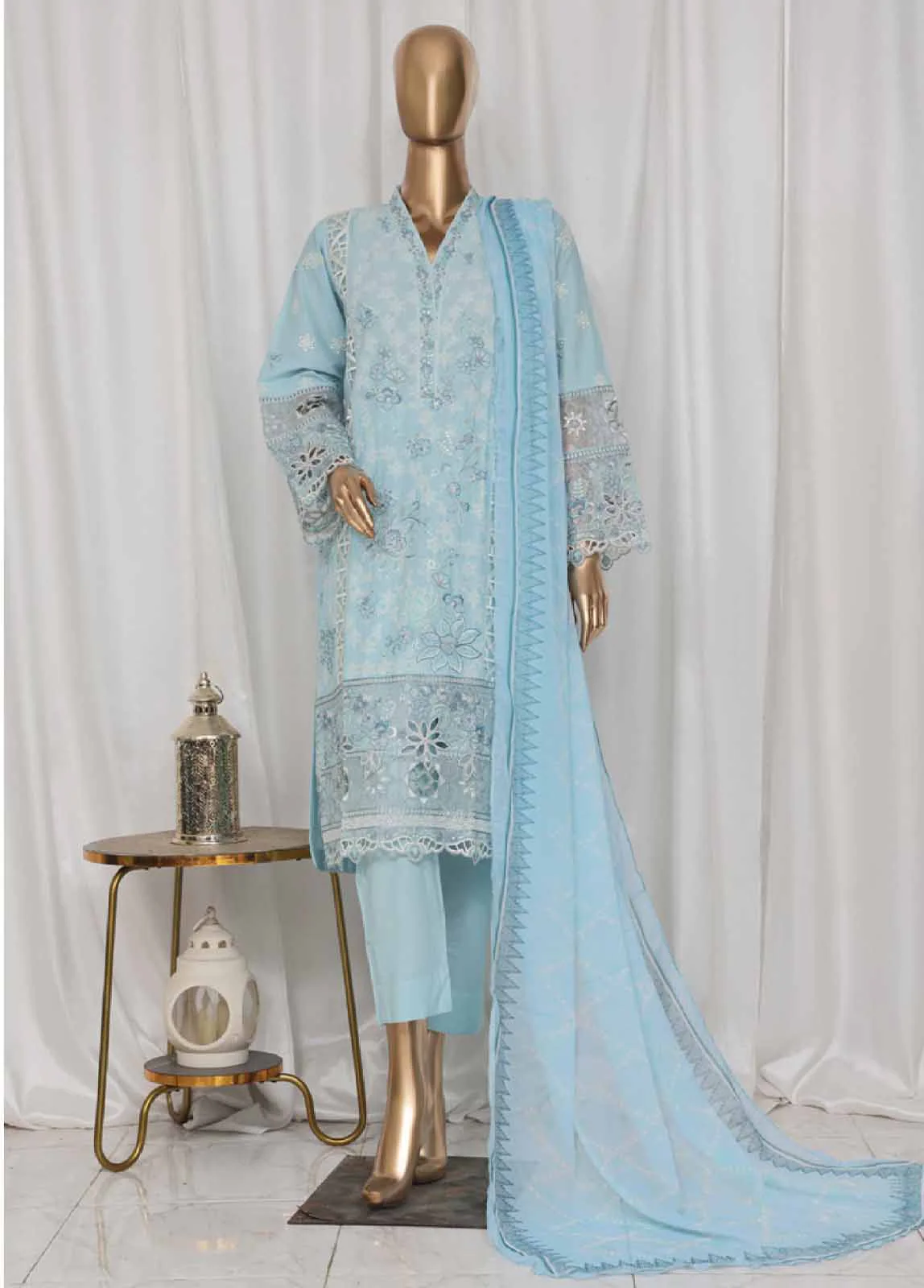 LF-142B- 3 Piece Luxury Embroidered Stitched Suit