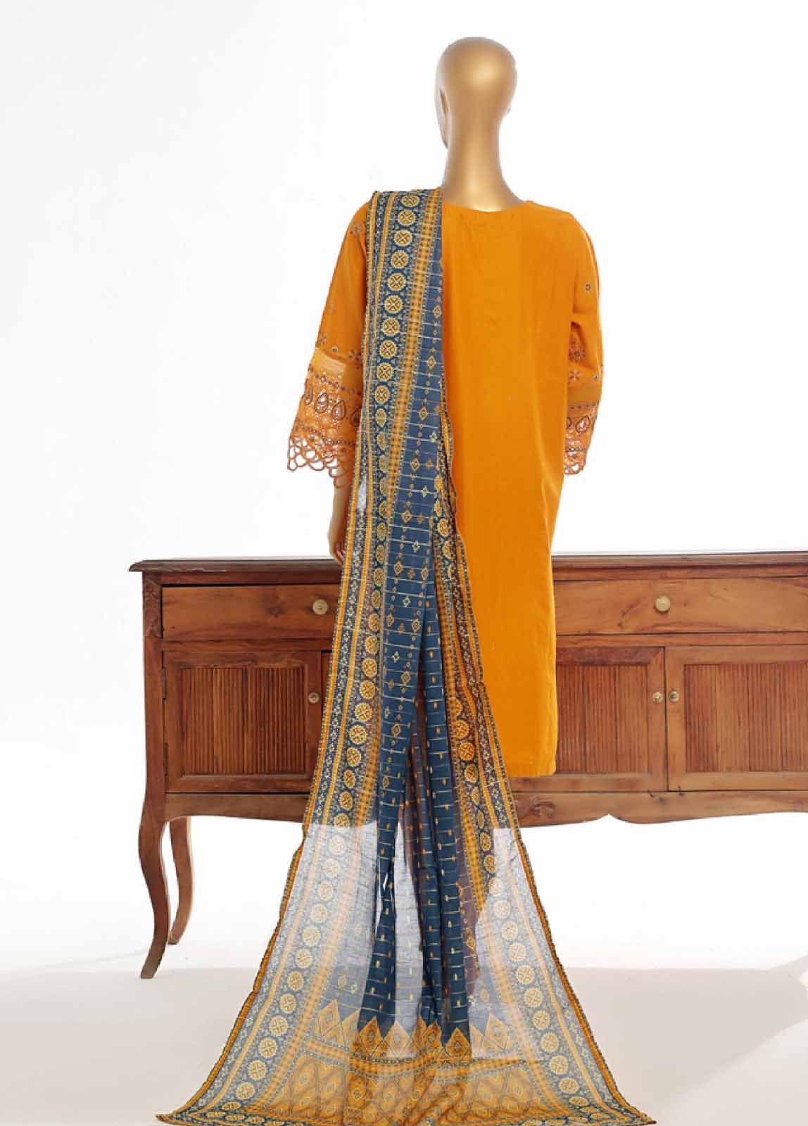 LF-145B- 3 Piece Luxury Embroidered Stitched Suit - Image 4