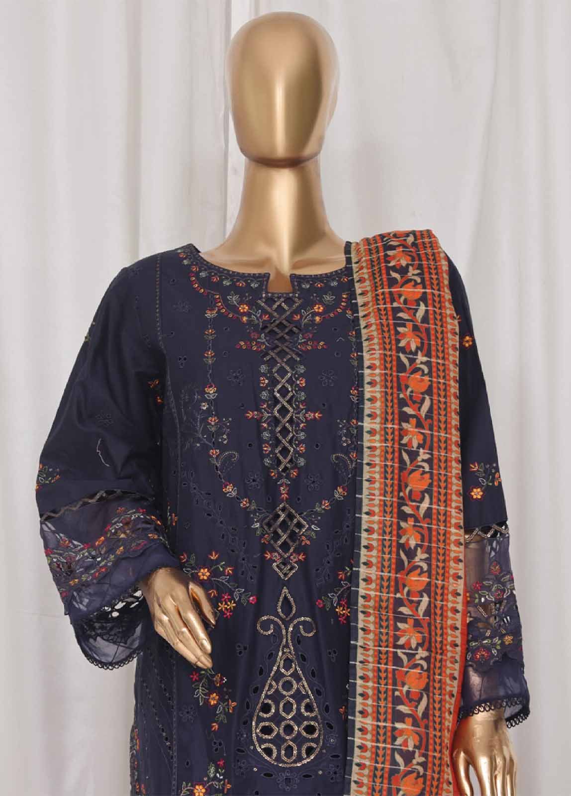 LF-46B- 3 Piece Luxury Embroidered Stitched Suit - Image 2