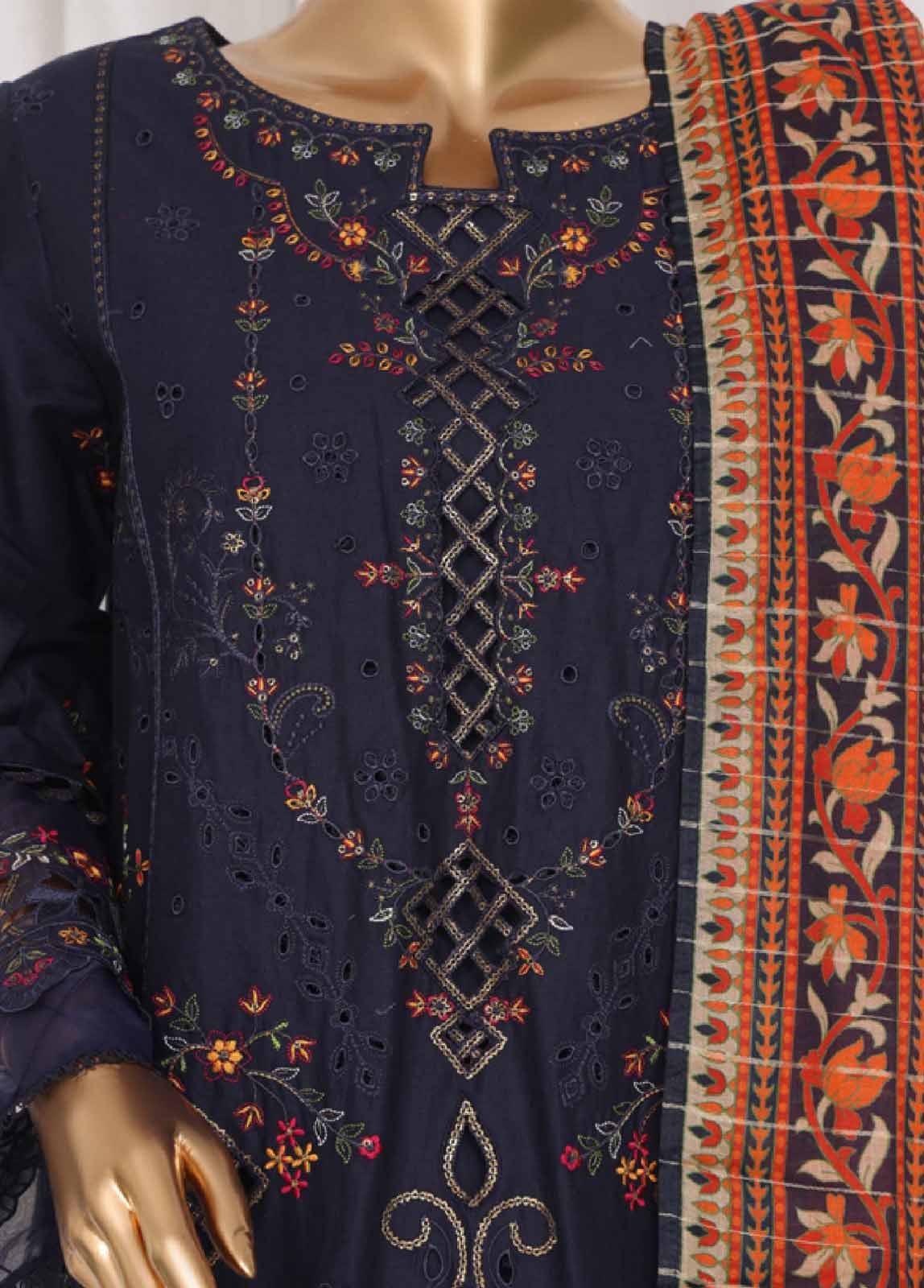 LF-46B- 3 Piece Luxury Embroidered Stitched Suit - Image 3