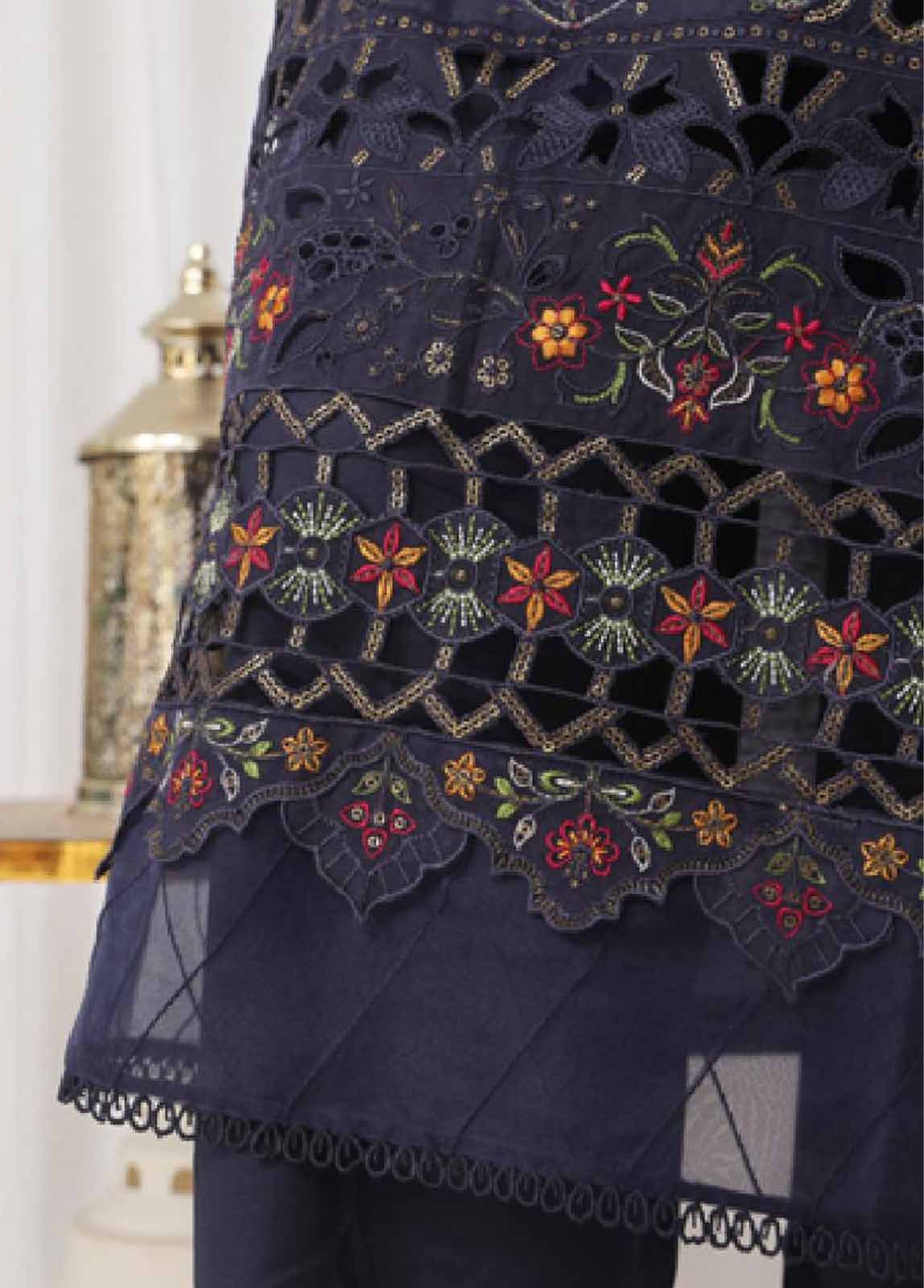 LF-46B- 3 Piece Luxury Embroidered Stitched Suit - Image 5