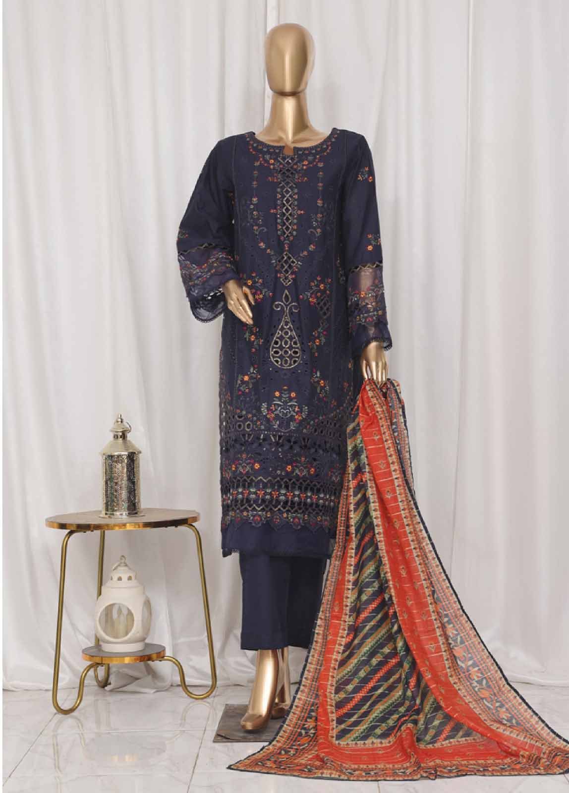 LF-46B- 3 Piece Luxury Embroidered Stitched Suit