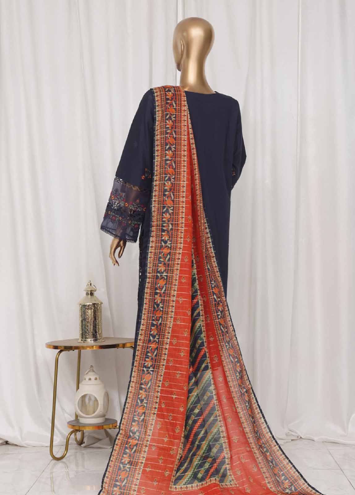 LF-46B- 3 Piece Luxury Embroidered Stitched Suit - Image 6