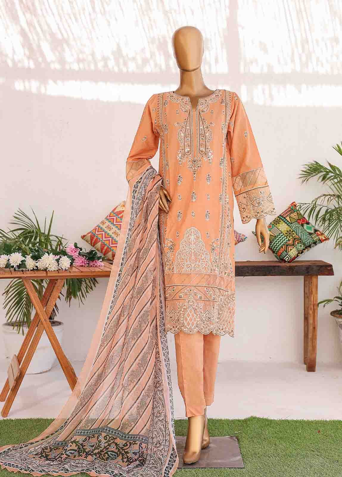LF-CE-025 A- 3 Piece Embroidered Stitched Suit