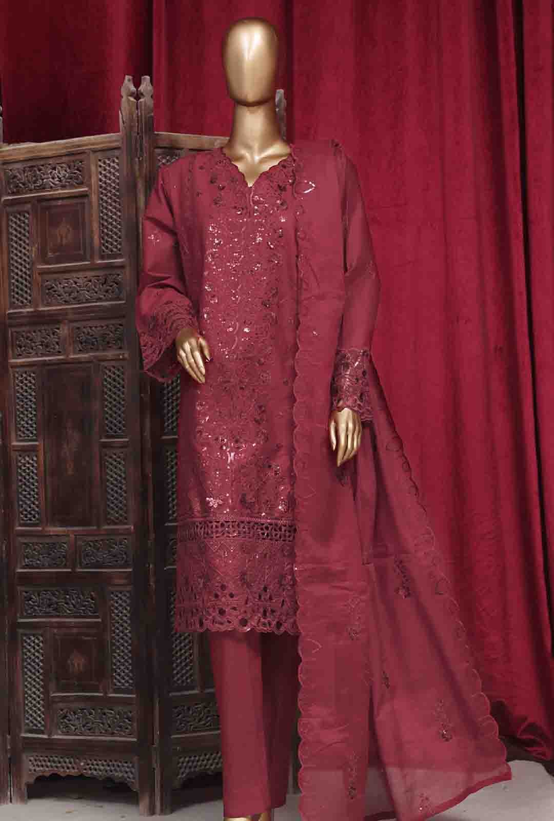 PC-D-28616- 3 Piece Luxury Embroidered Stitched Suit