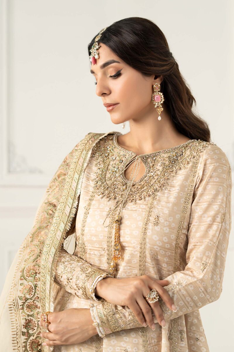 3 Piece Embroidered Raw Silk Suit | SF-EF25-32 - Image 3