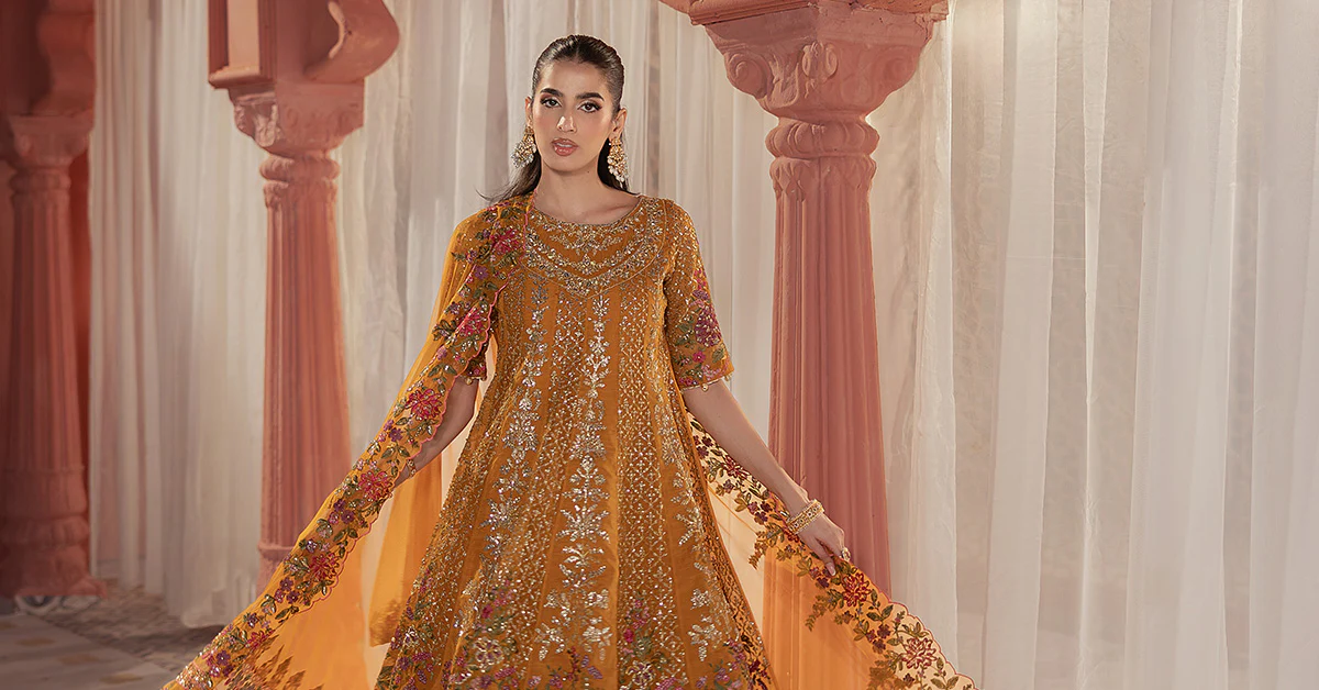 3 Piece Embroidered Organza Suit | SF-EF25-42 - Image 9