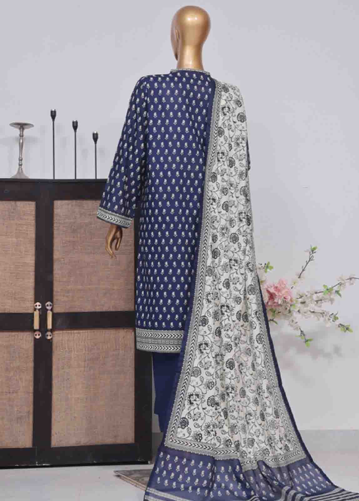 SM-048- 3 Piece Printed Stitched Suit - Image 3