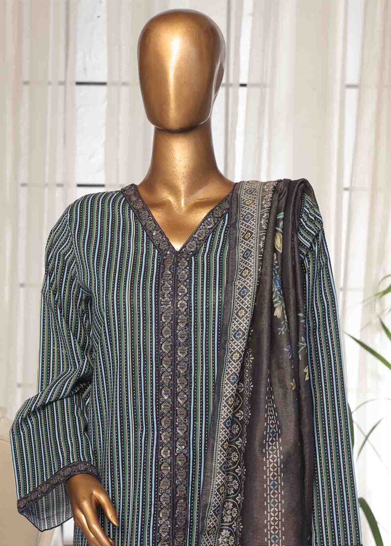 SM-EKS-004 B-B- 3 Piece Printed Embroidered Stitched Suit