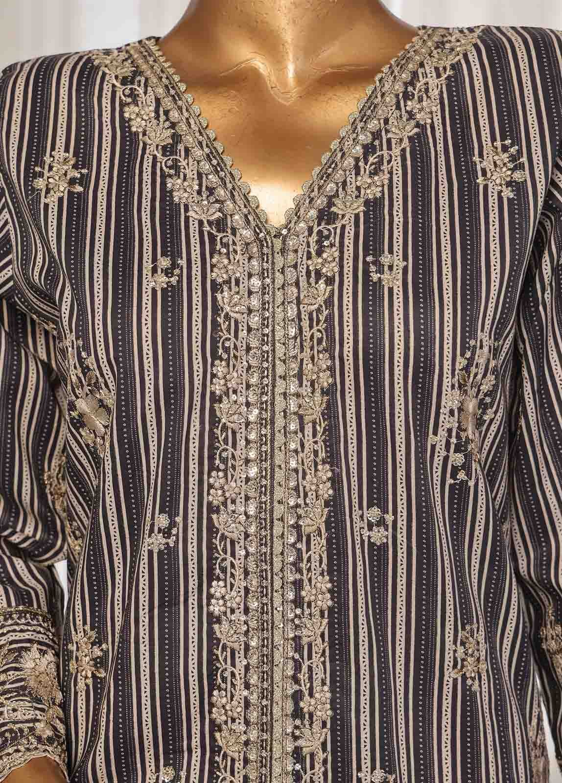 SM-EKS-007 O-B- 3 Piece Printed Embroidered Stitched Suit - Image 2