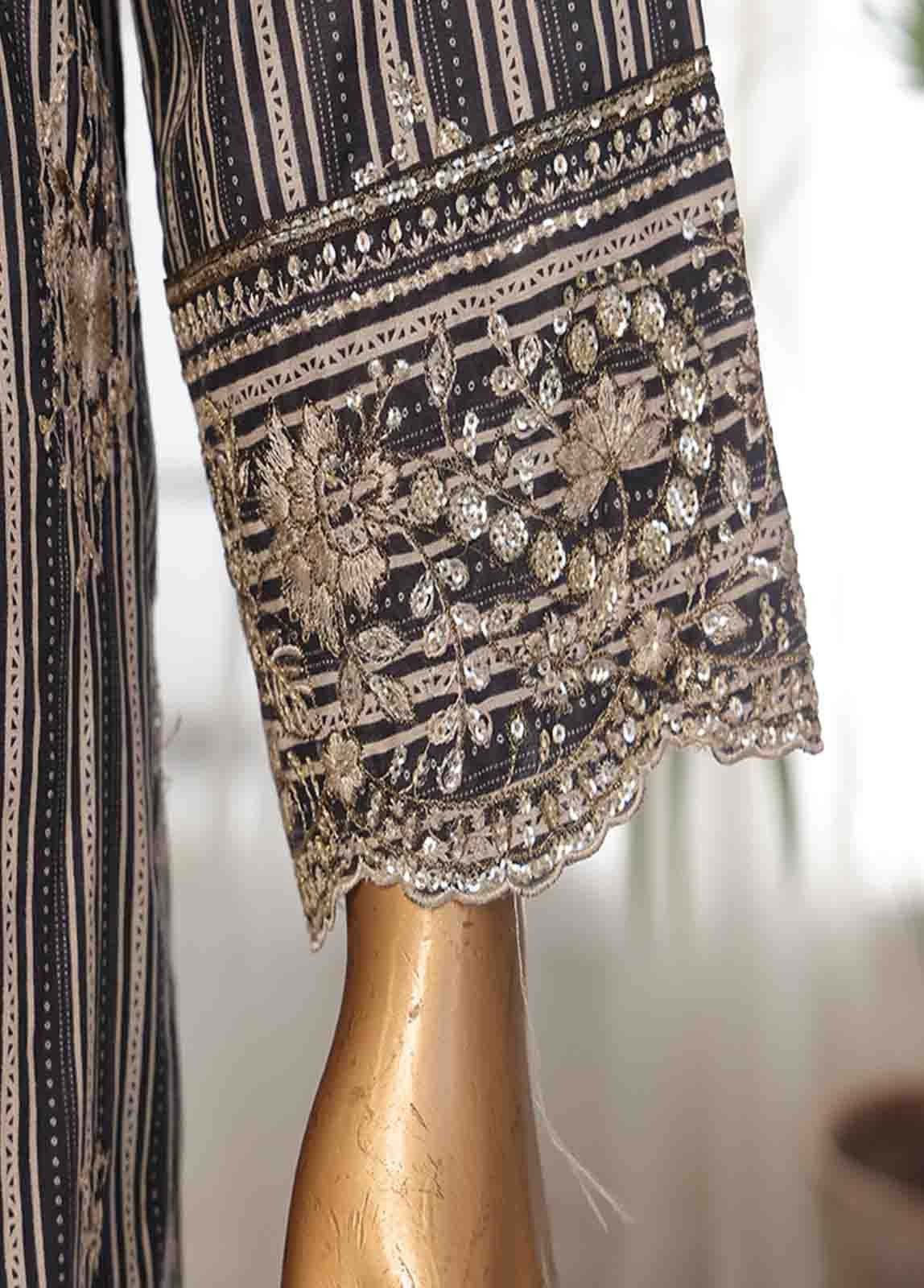 SM-EKS-007 O-B- 3 Piece Printed Embroidered Stitched Suit - Image 3